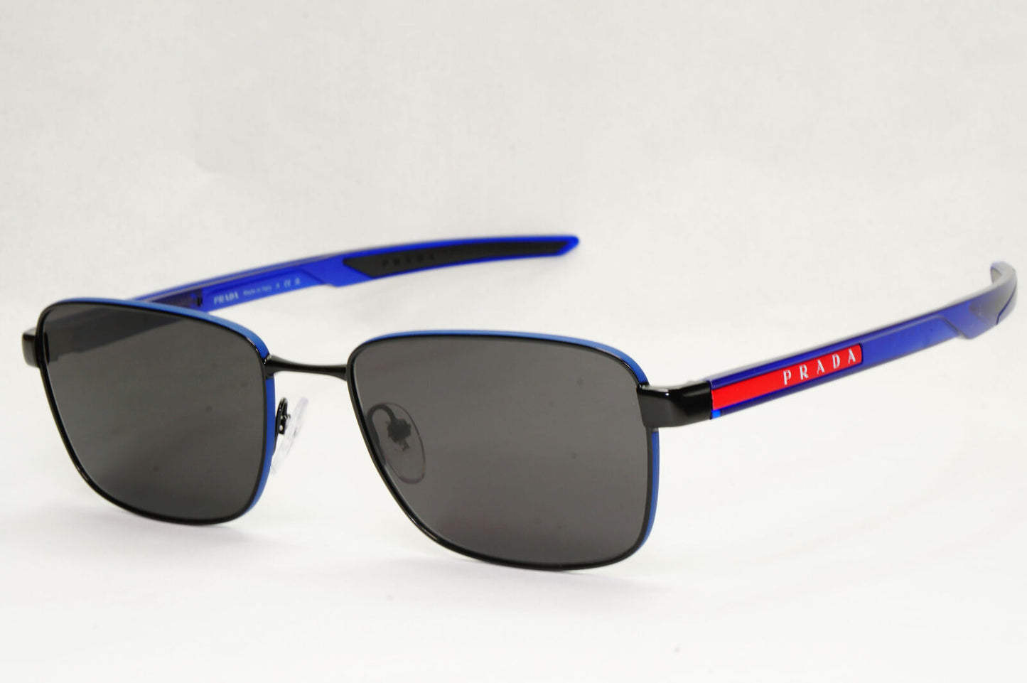 Prada Sunglasses Black Blue Square Red Stripe PS54OV VPS 54O 16C-1O1 55mm