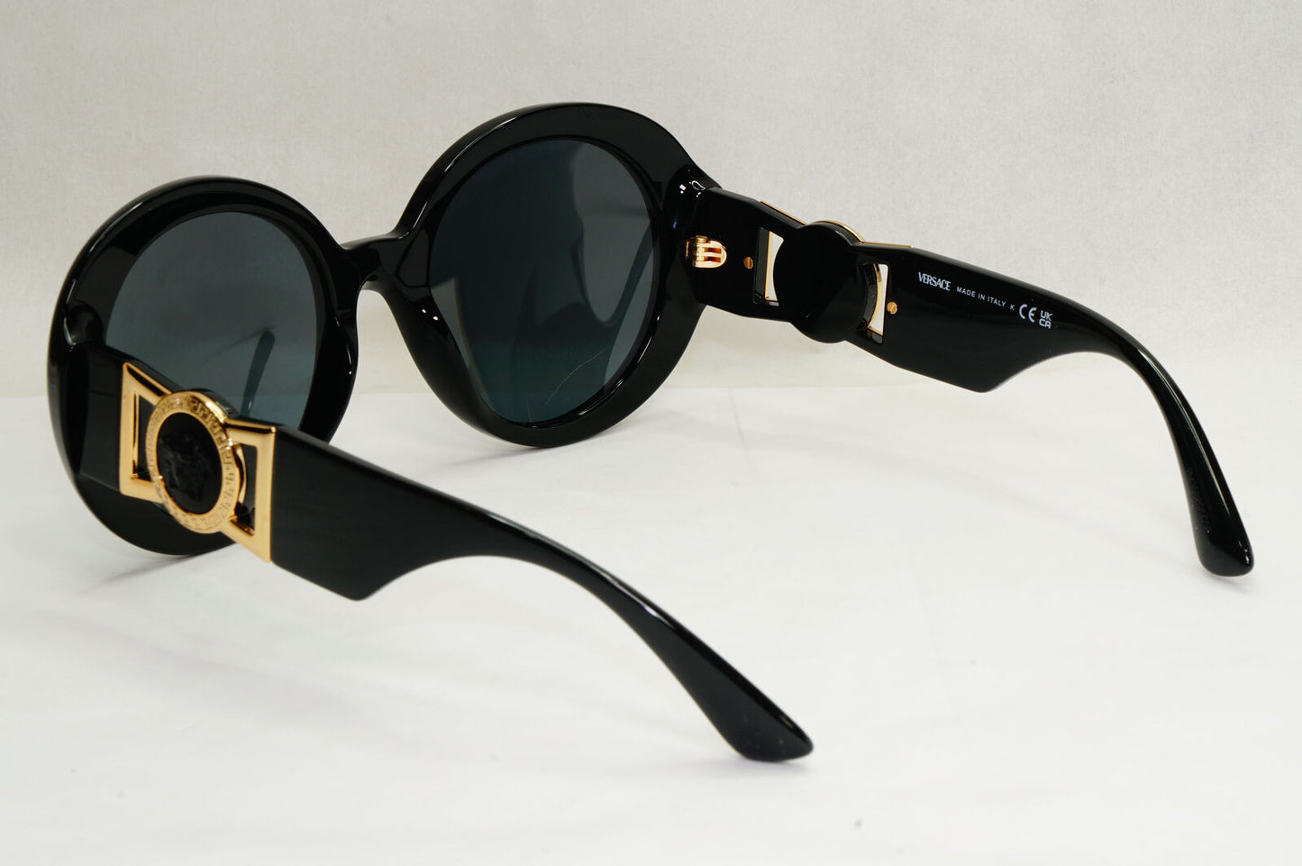 Versace Sunglasses Black Gold Medusa Round Oval Oversized MOD VE 4414 GB1/87