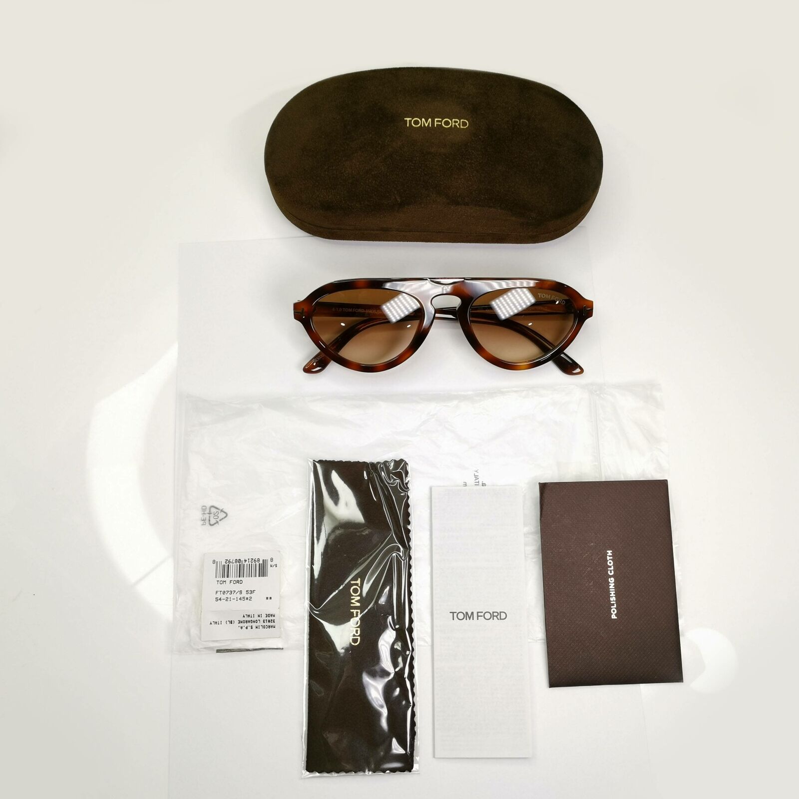 Authentic Tom Ford Mens Havana Light Brown Gold Sunglasses Milo 02 TF 737 53F