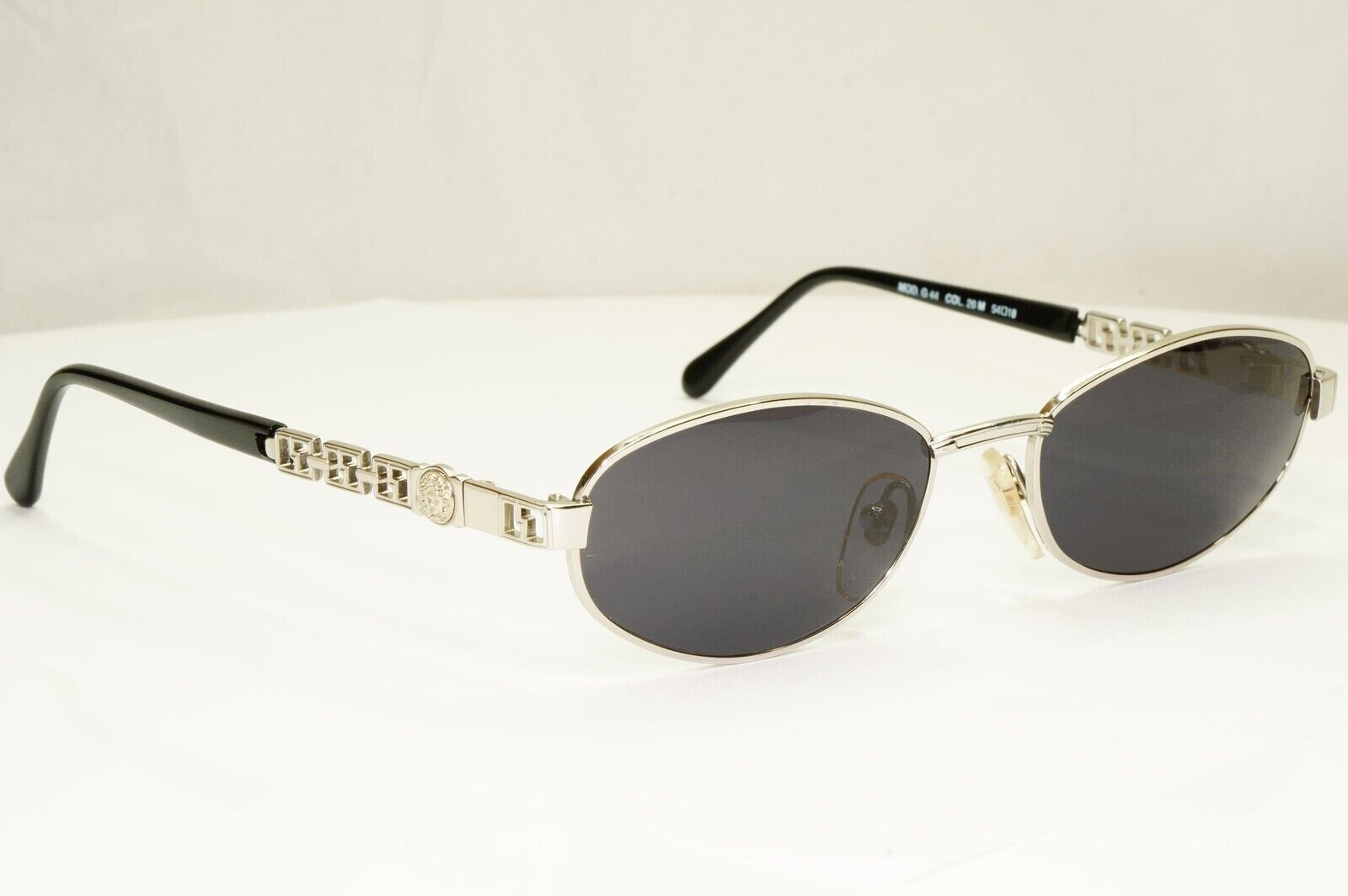 Gianni Versace 1995 Vintage Silver Medusa Retro Black Sunglasses MOD G44 COL 26M