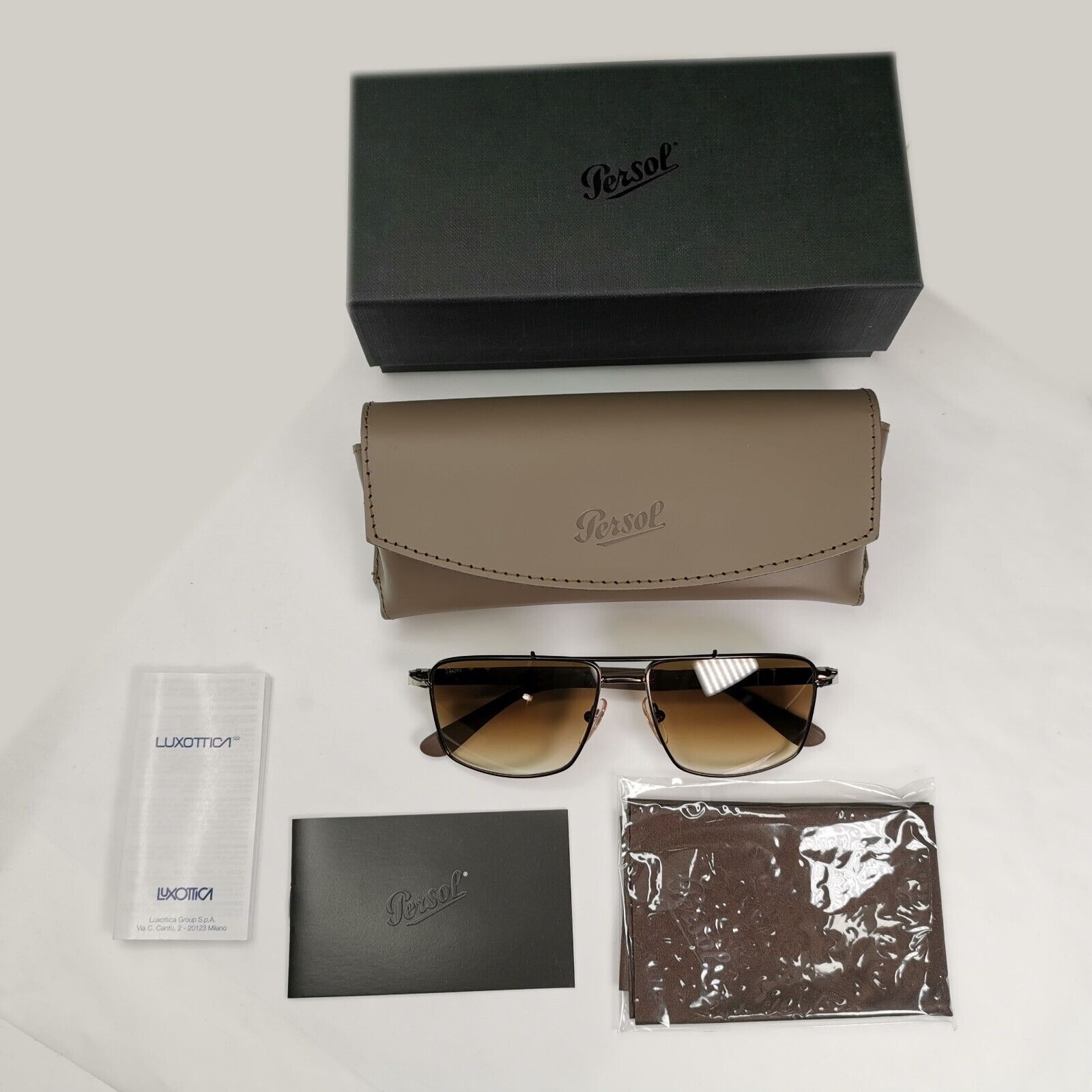 Persol Sunglasses 2013 Navigator Brown Gradient Metal Pilot 2430-S 1020/51 55mm