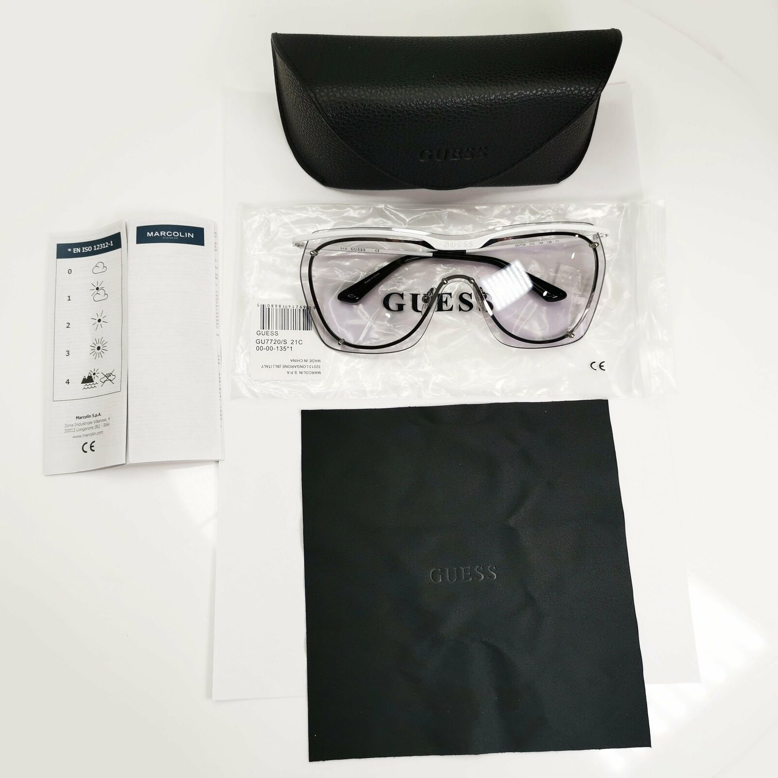 Guess Sunglasses Shield White Lilac Light Tint Visor Mask Womens GU 7720 21C