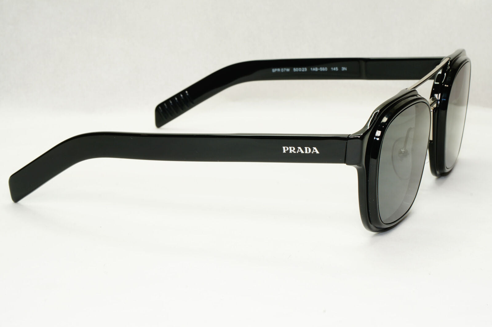 Prada Sunglasses Black Navigator Square Bridge Glossy PR07WS SPR 07W 1AB-5S0