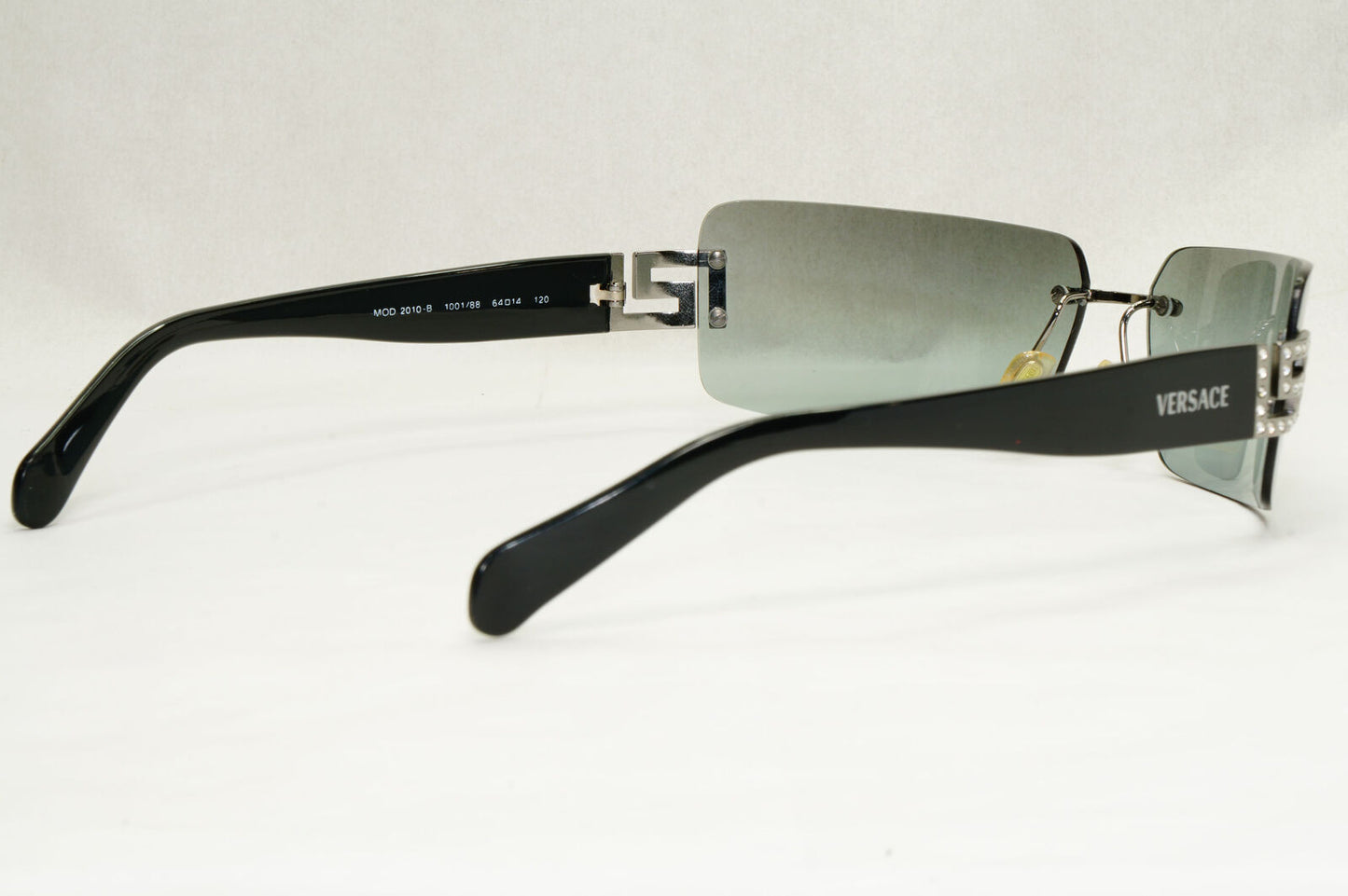 Versace Sunglasses 2004 Vintage Black Grey Mirror Rimless 2010-B 1001/88 140124