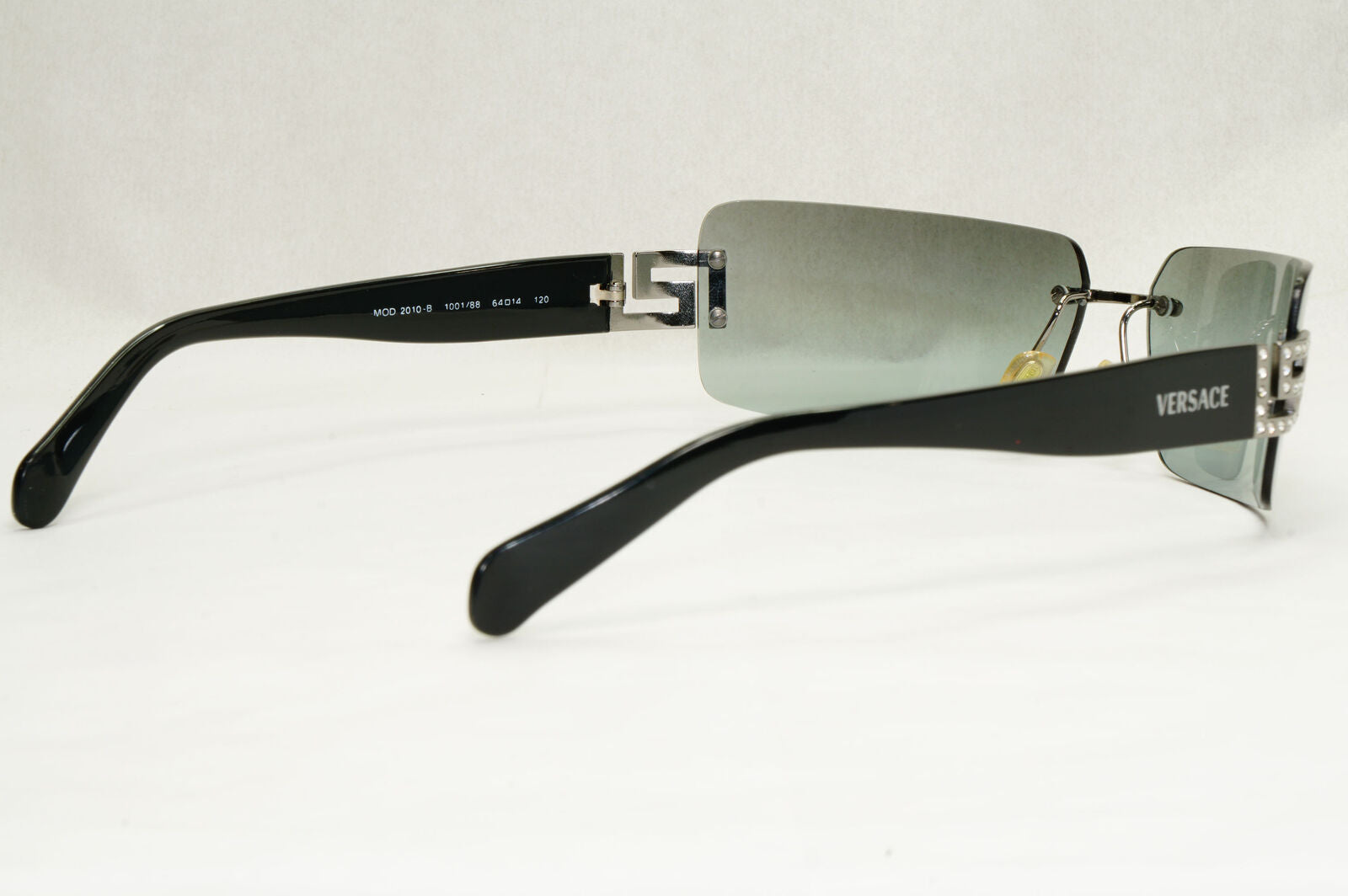 Versace Sunglasses 2004 Vintage Black Grey Mirror Rimless 2010-B 1001/88 140124