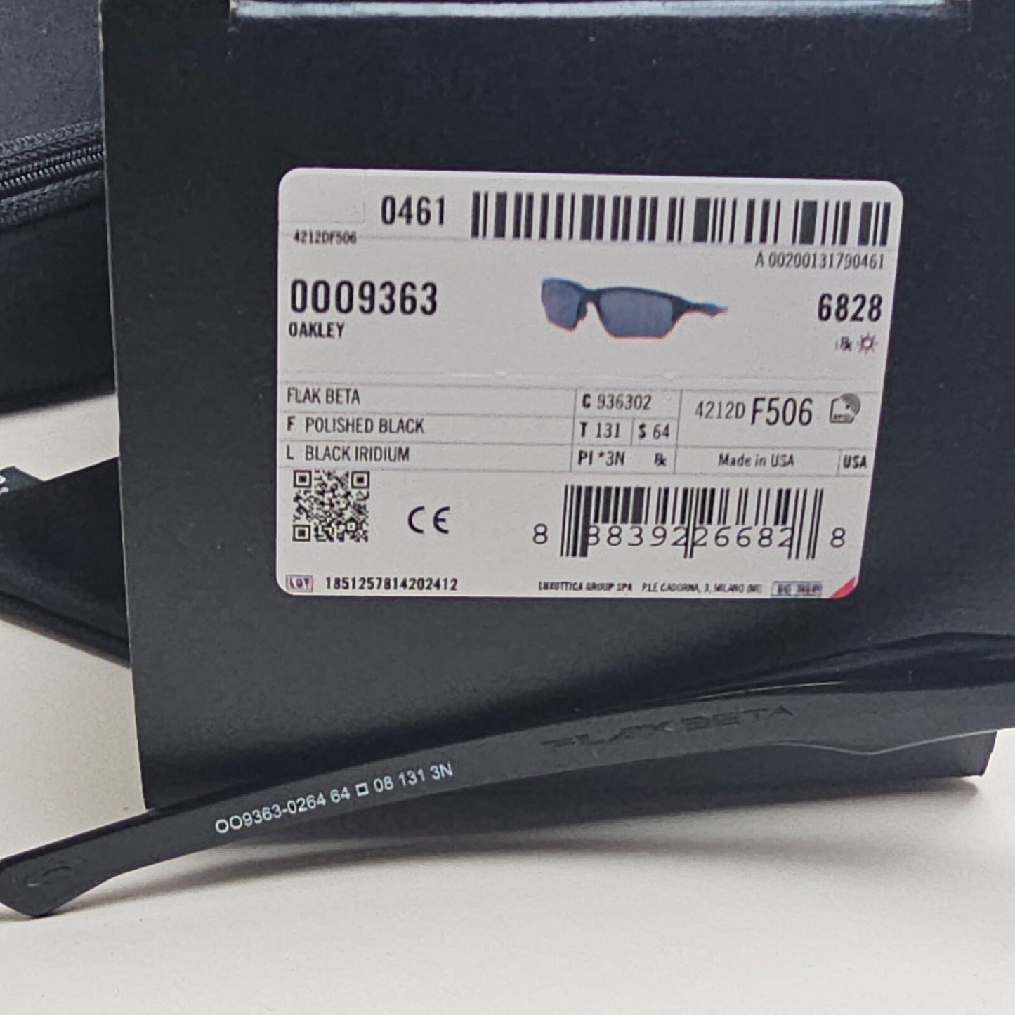 Oakley Sunglasses Flak Beta Black Polished Glossy Iridium Grey OO 9363 02