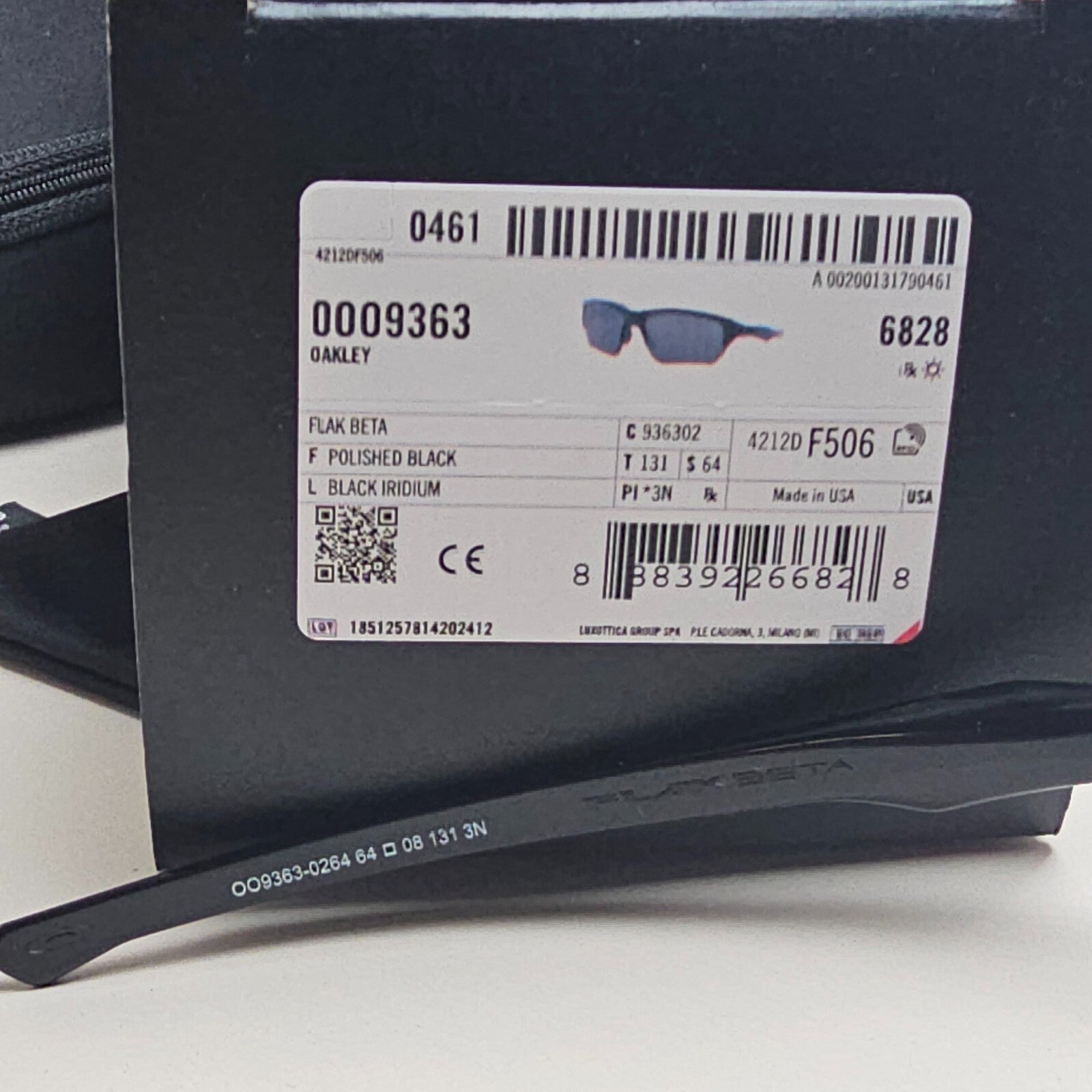 Oakley Sunglasses Flak Beta Black Polished Glossy Iridium Grey OO 9363 02