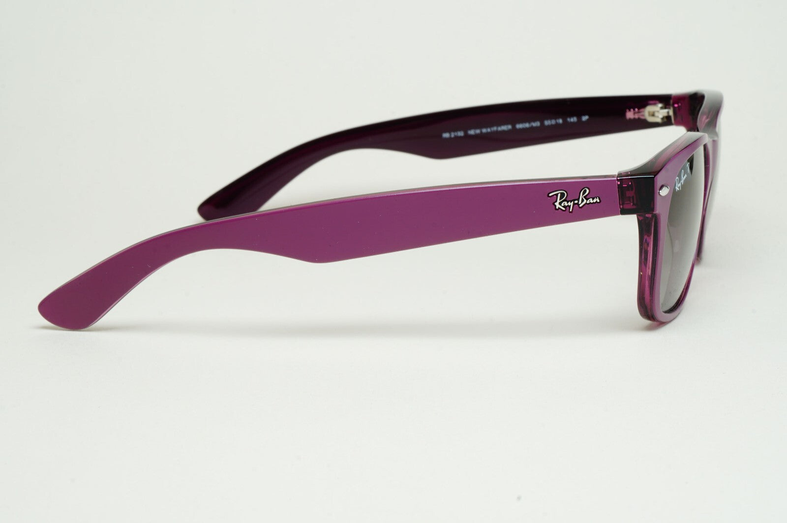 Ray-Ban Sunglasses Polarised New Wayfarer Grey Violet RB 2132 6606/M3 55mm
