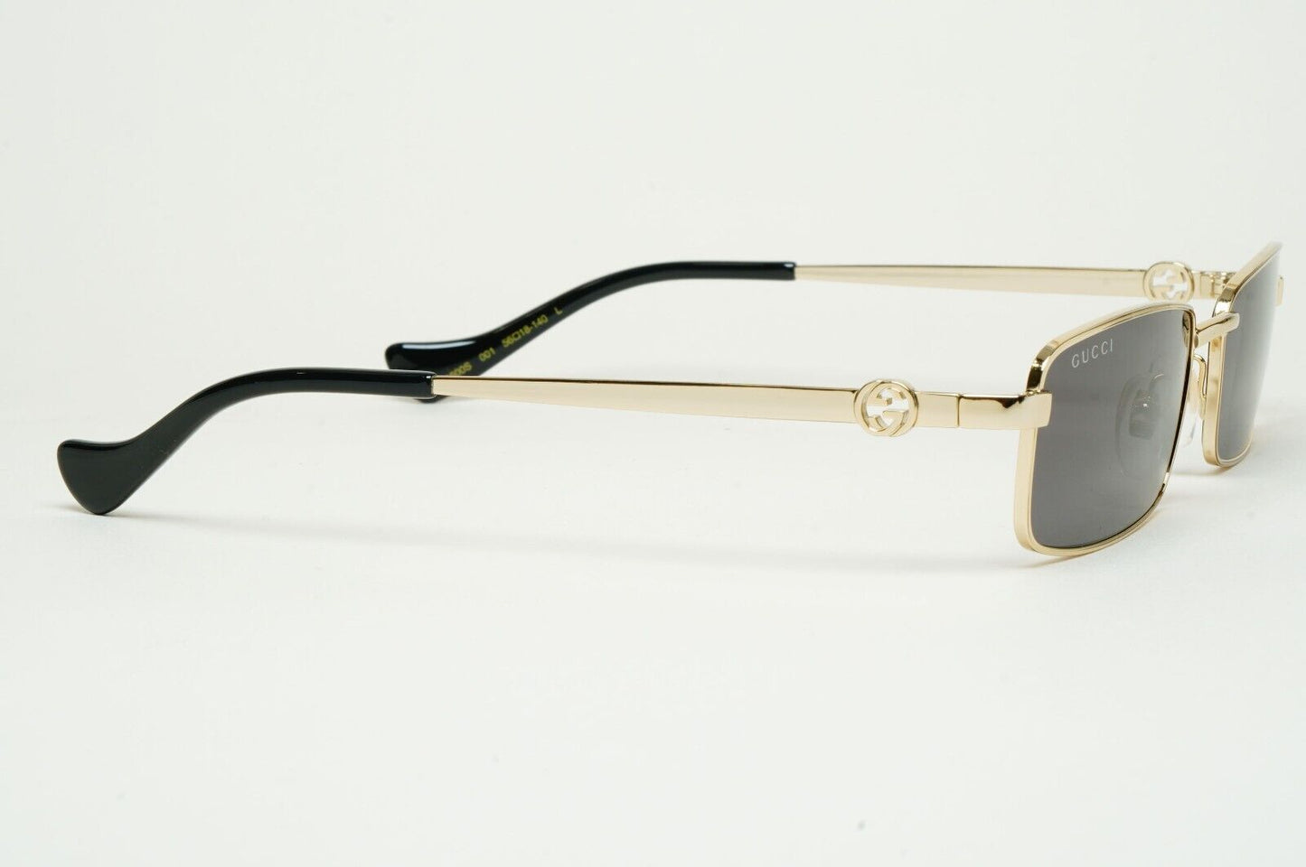 Gucci Sunglasses 2024 Gold Black Rectangle Slim Metal GG1600S 001 56mm 170125