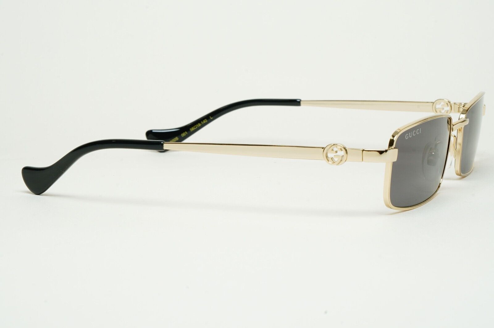 Gucci Sunglasses 2024 Gold Black Rectangle Slim Metal GG1600S 001 56mm 170125