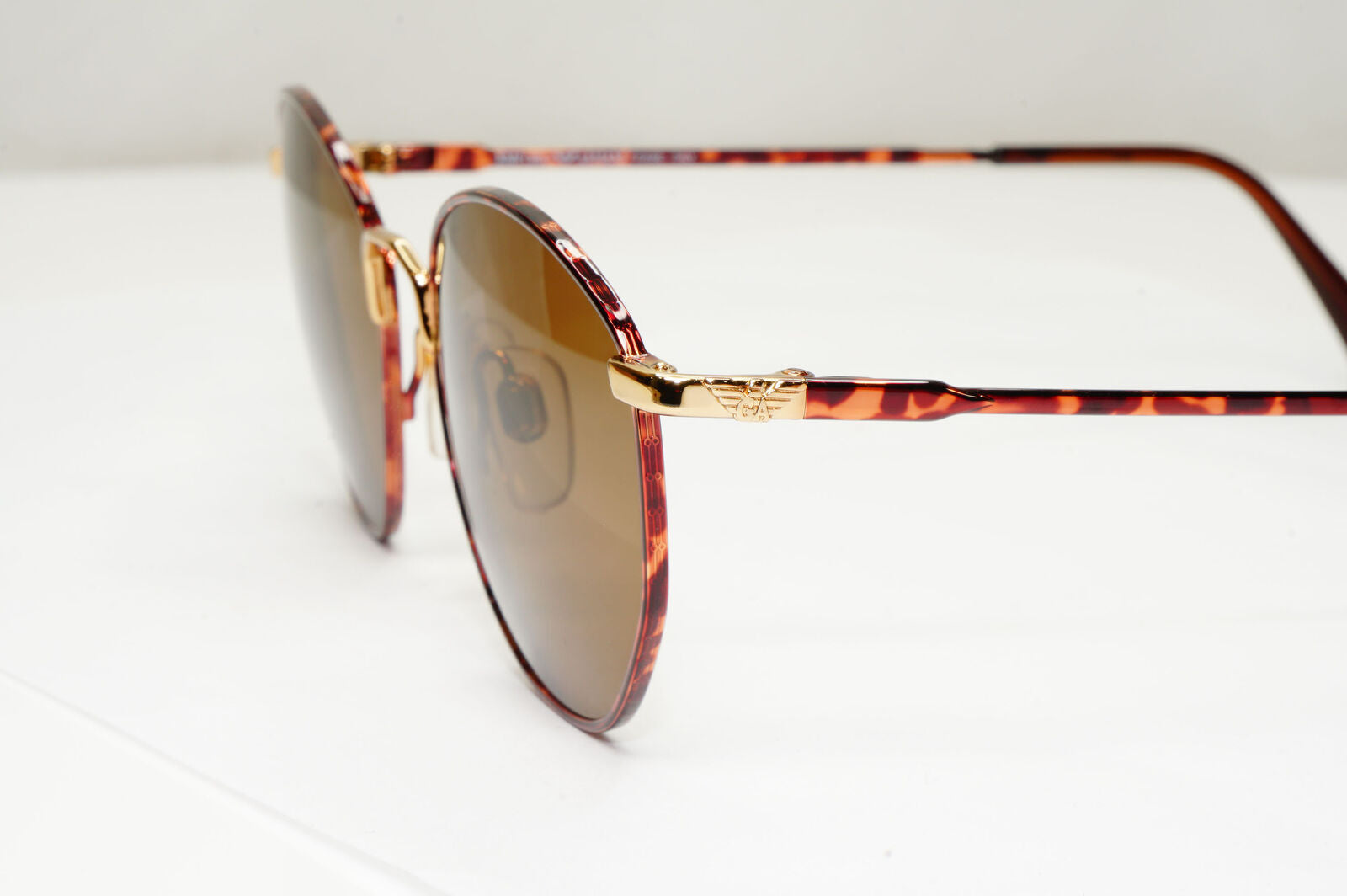 Emporio Armani Sunglasses 1997 Vintage Gold Brown Metal Round 031 721 50mm