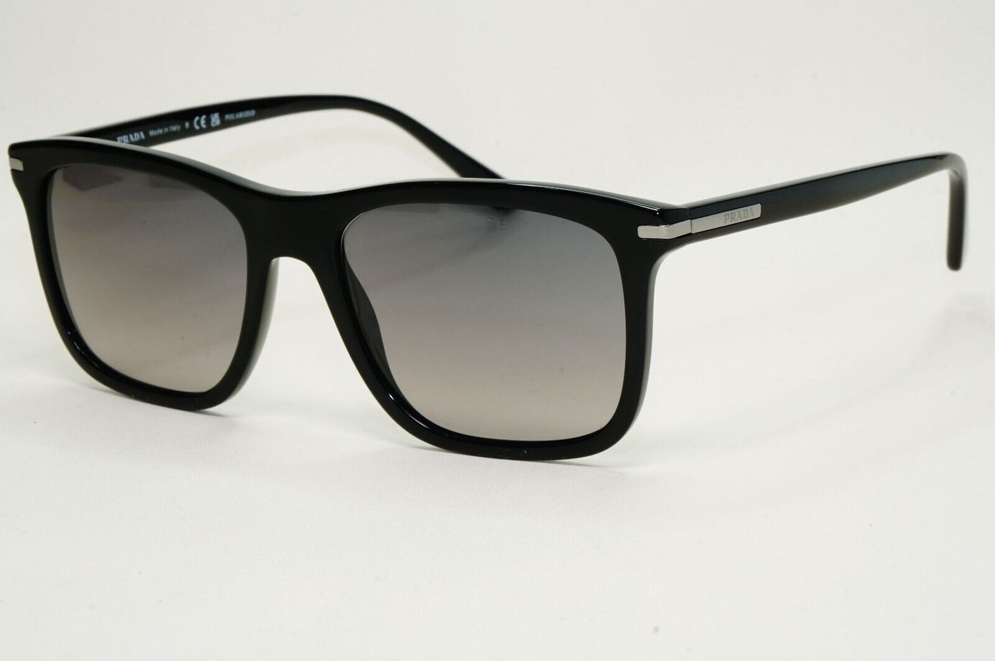 Prada Sunglasses Black Grey Polarized Glass Lens Square PR18WS SPR 18W 1AB-09G
