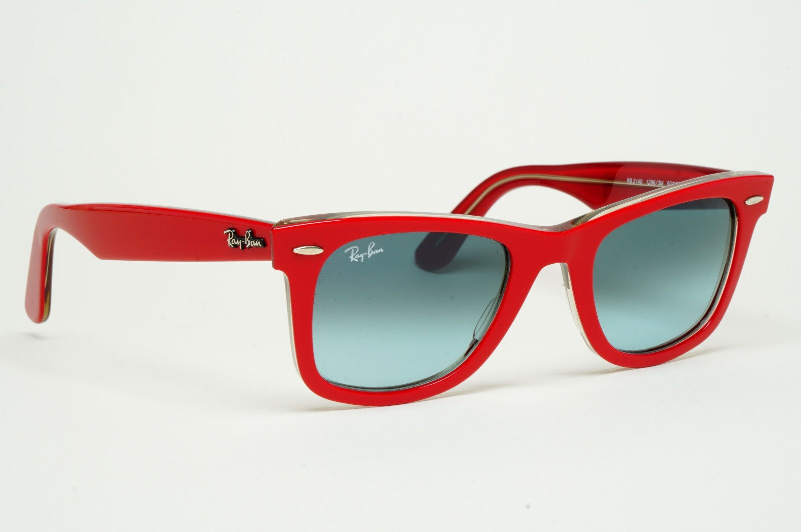 DAMAGED Ray-Ban Sunglasses Wayfarer Red Grey Gradient RB 2140 1296/3M 50mm