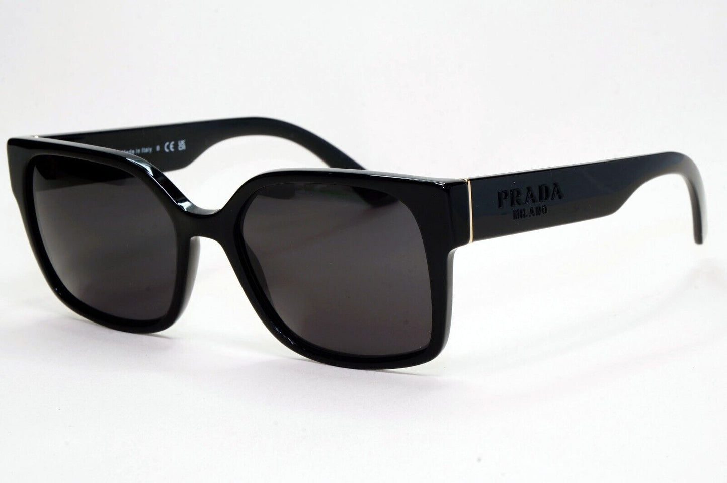 Prada Sunglasses Black Square Glossy Womens PR10WV VPR 10W 1AB-1O1 54mm