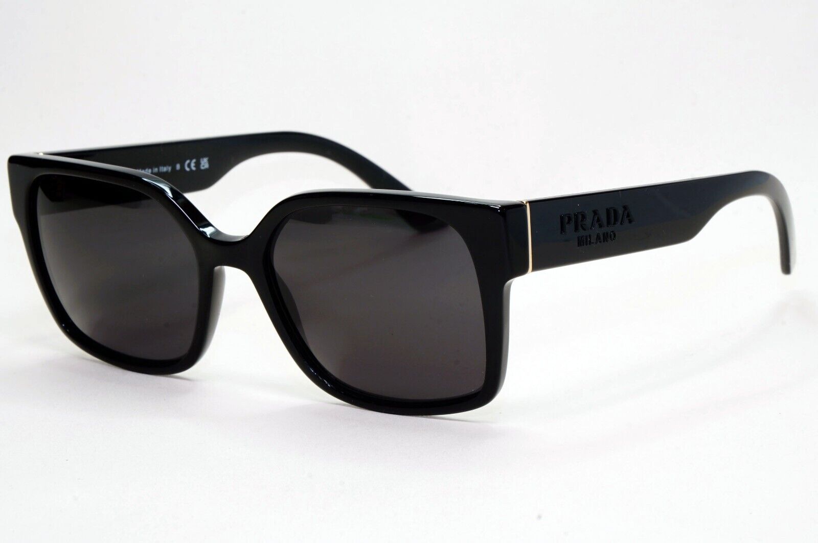 Prada Sunglasses Black Square Glossy Womens PR10WV VPR 10W 1AB-1O1 54mm