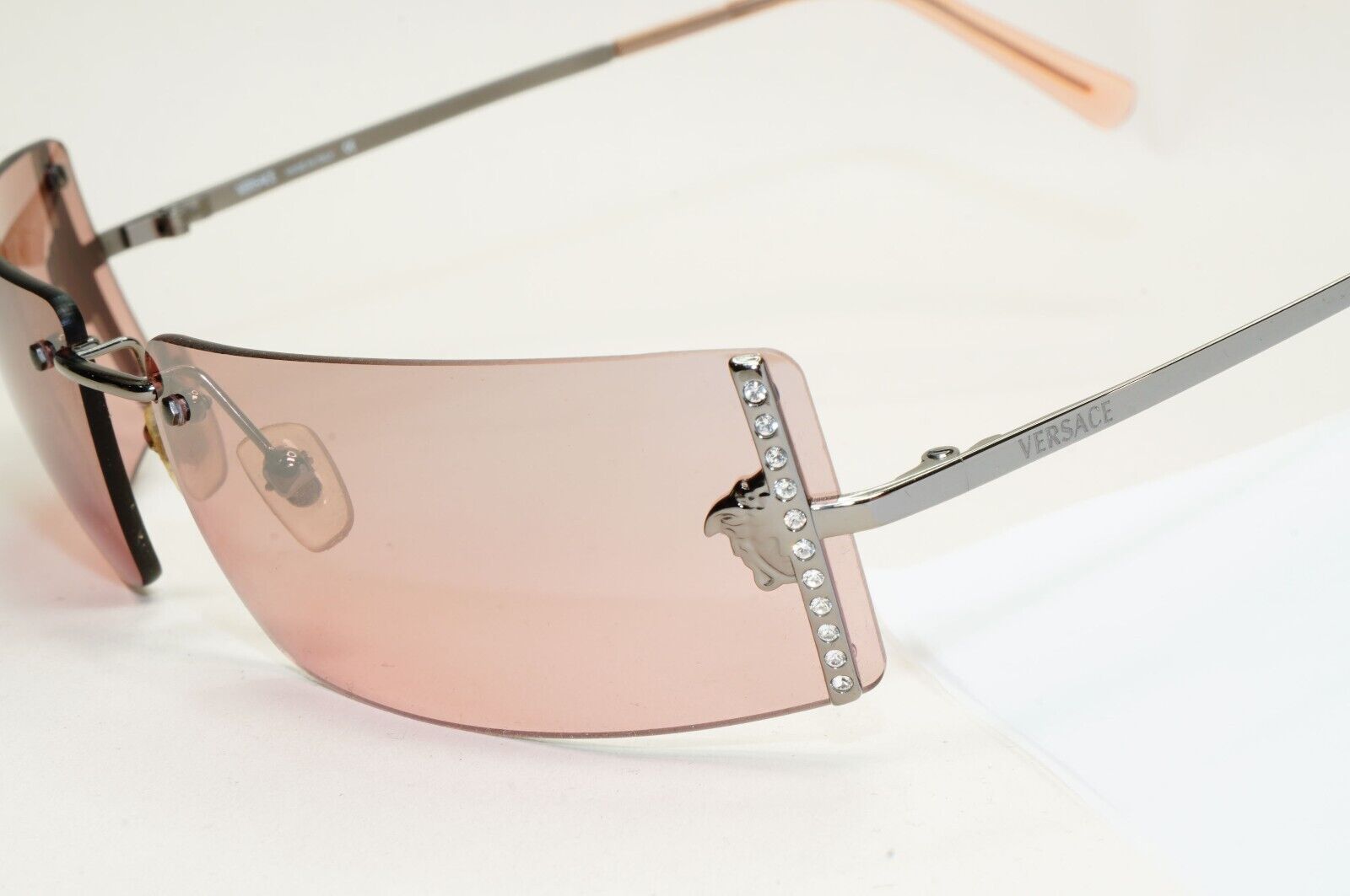 Versace Sunglasses 2003 Vintage Rimless Gunmetal Pink MOD N29/H 1001/7E 120824