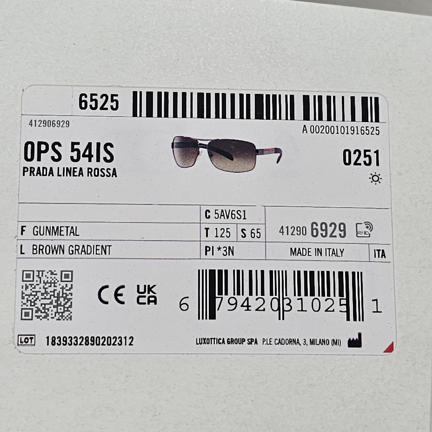 Prada Sunglasses Brown Gradient Wrap Navigator Square PS54IS SPS 54I 5AV-6S1