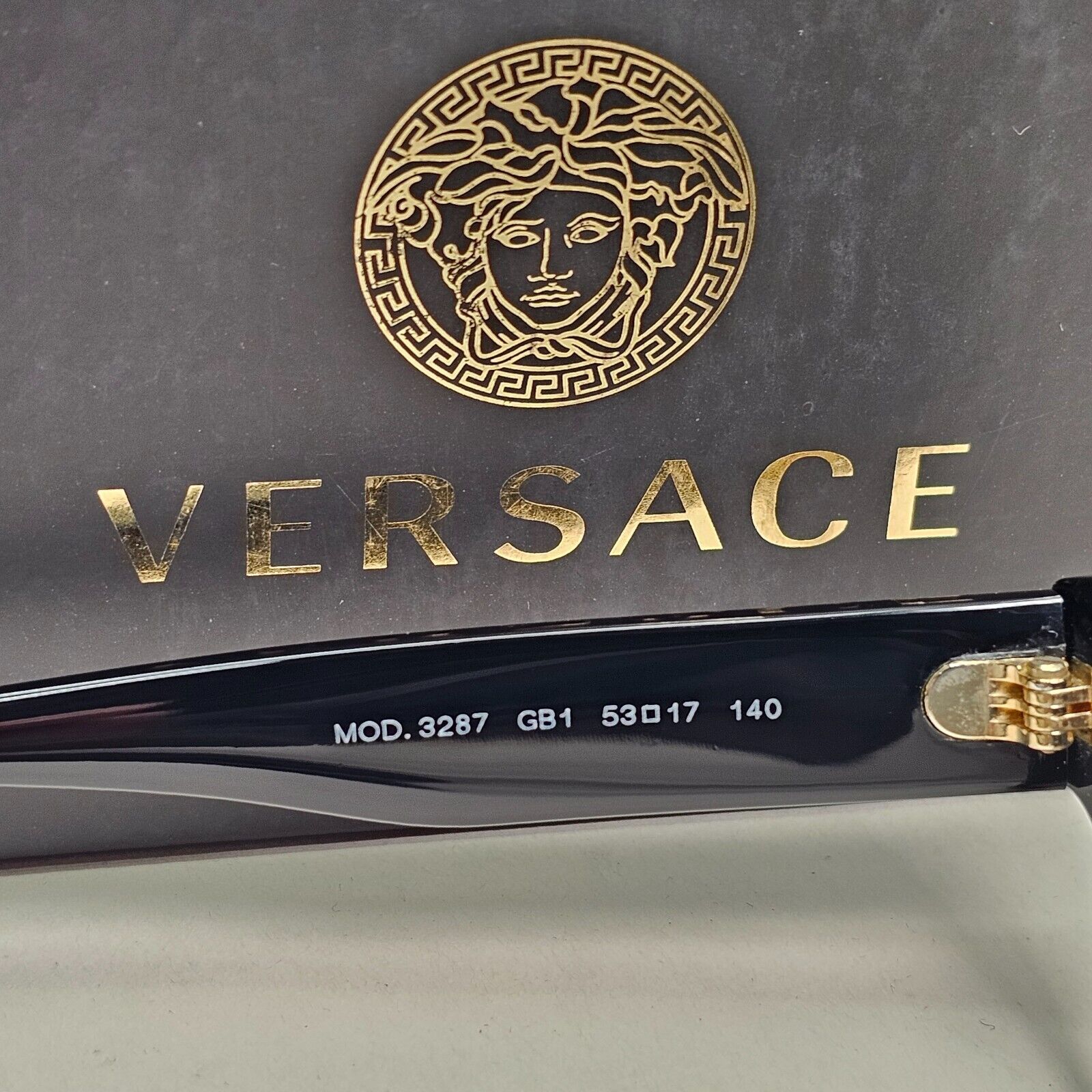 Versace Sunglasses Black Gold Medusa Cat Eye MOD VE 3287 GB1 53mm