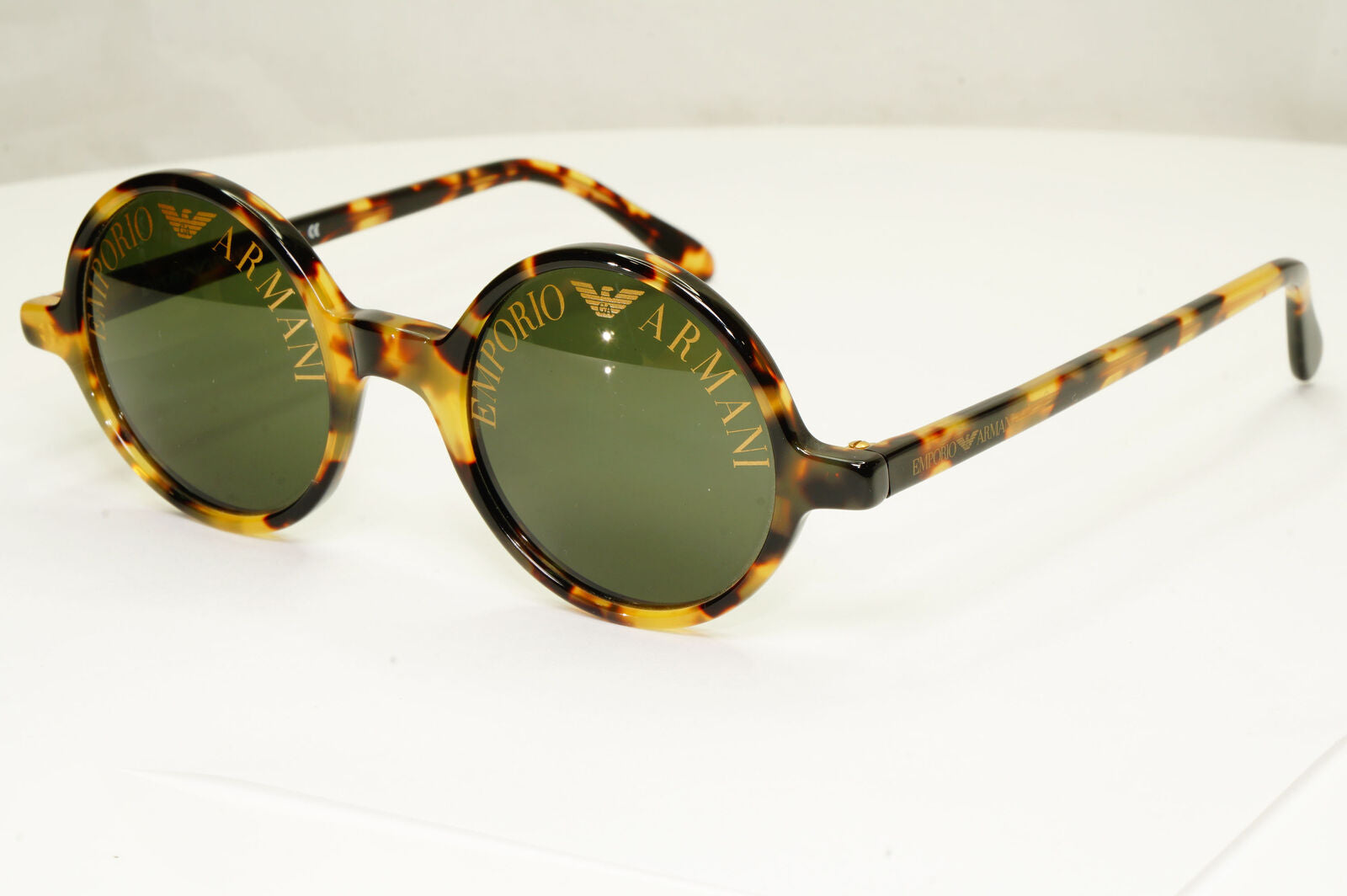 Emporio Armani 1997 Vintage Sunglasses Round Lens Logo Print Brown 523-S 053