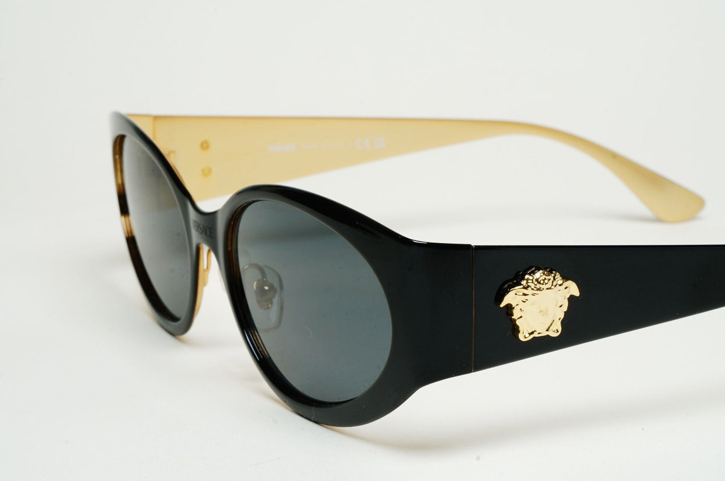 Versace Sunglasses Black Oval Gold La Medusa MOD VE 2263 1433/87 56mm [a]