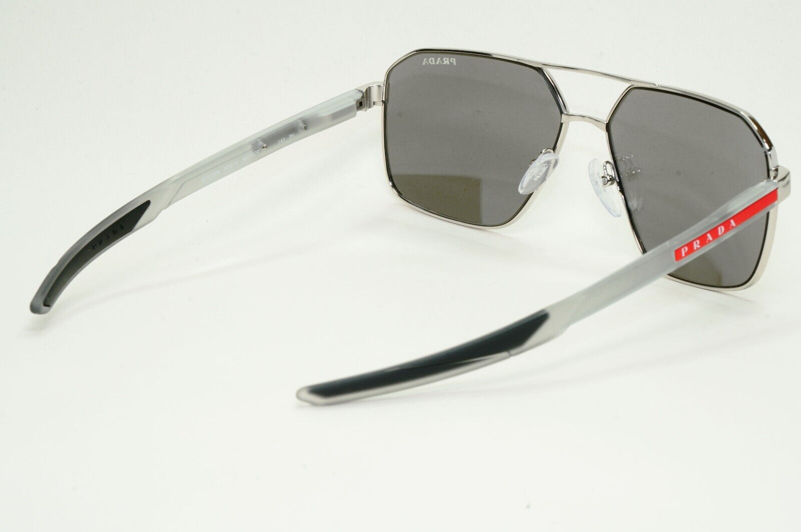 Prada Sunglasses Silver Mirror Grey Transparent PS55WS SPS 55W 1BC-07F 60mm