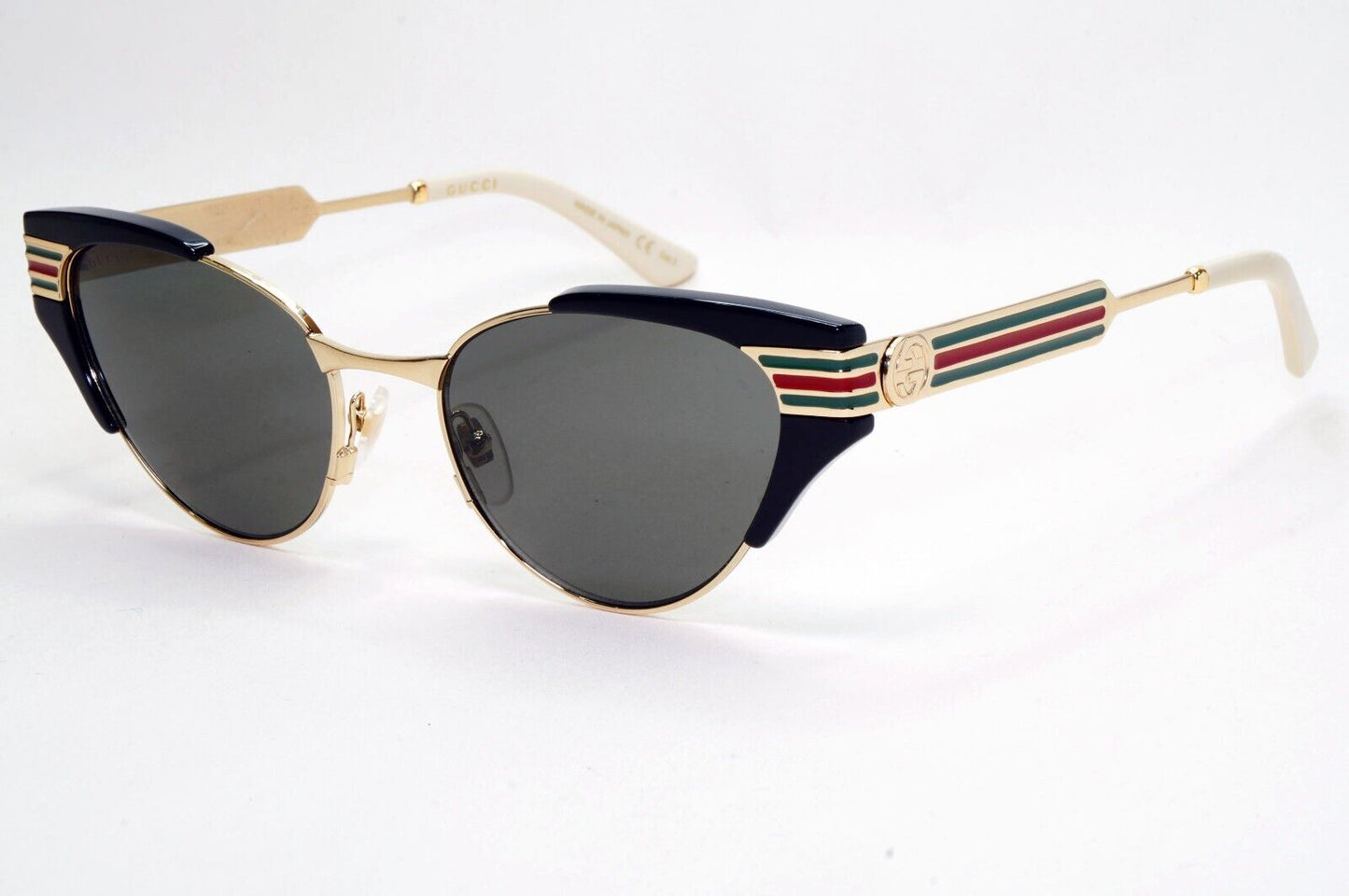 Gucci Sunglasses 2019 Square Cat Eye Gold Black Grey GG 0522S 001 55mm 081124