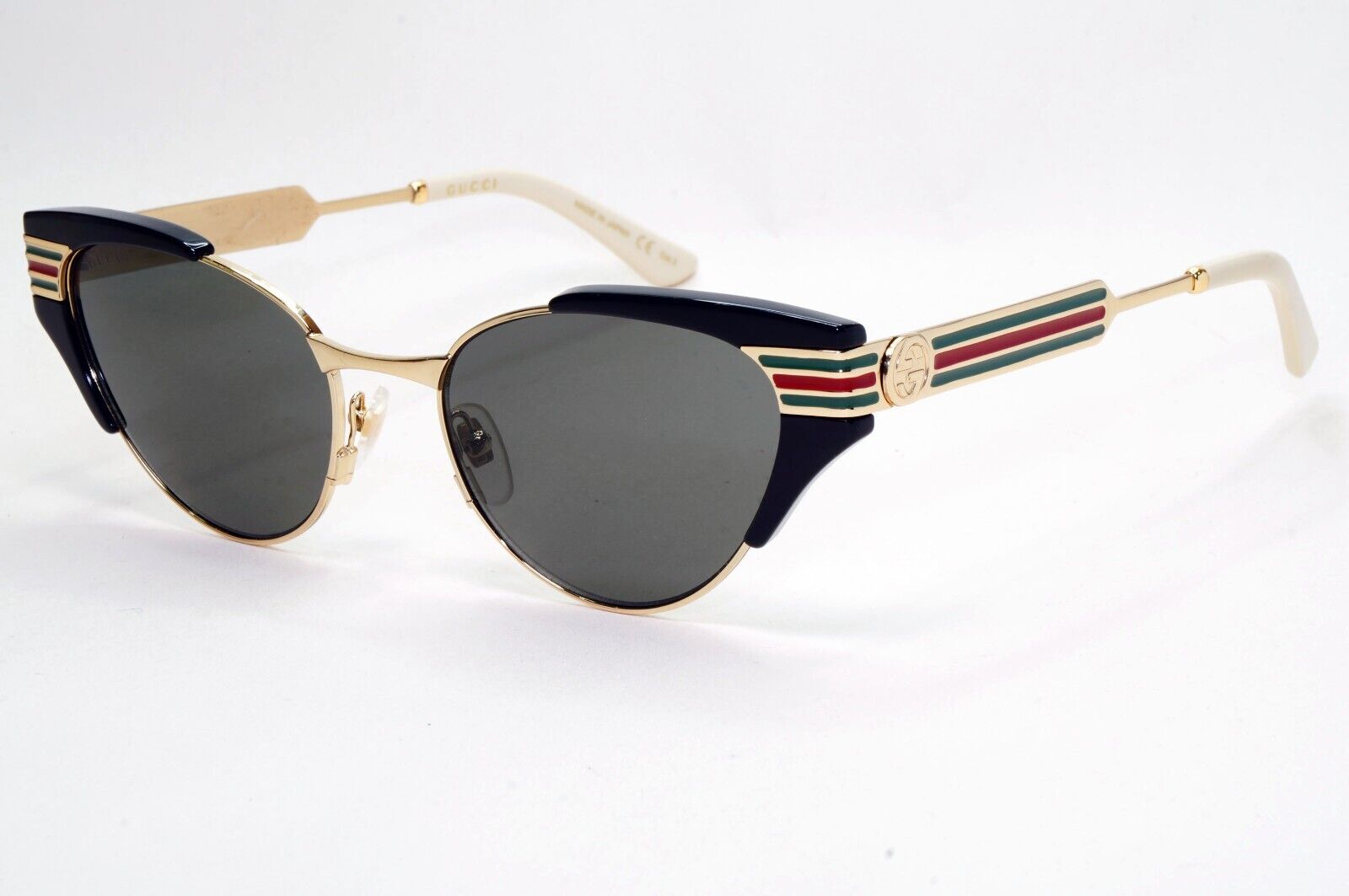 Gucci Sunglasses 2019 Square Cat Eye Gold Black Grey GG 0522S 001 55mm 081124
