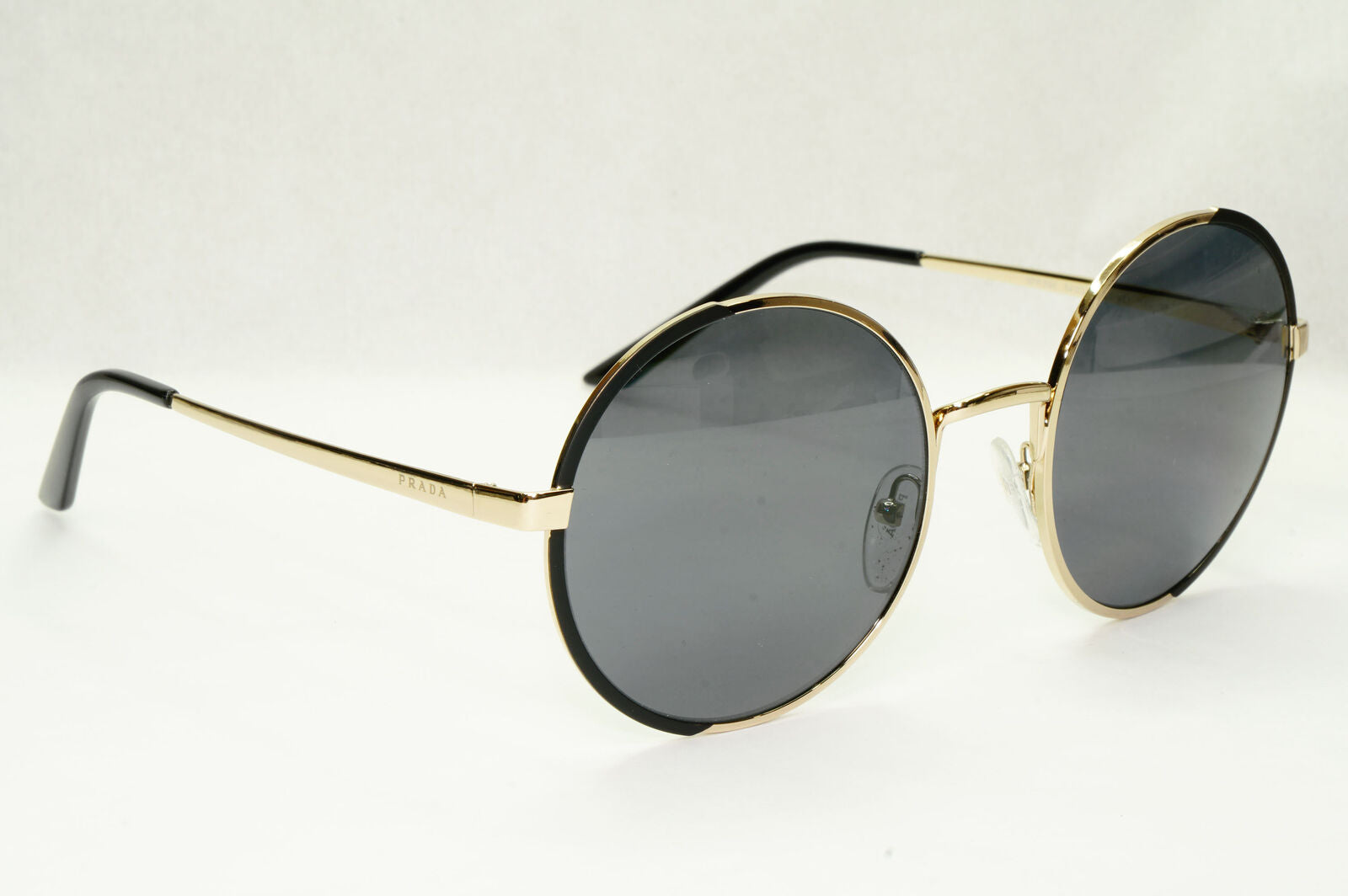 Prada Sunglasses Polarized Black Gold Grey Round Metal PR59XS SPR 59X QE3-5Z1