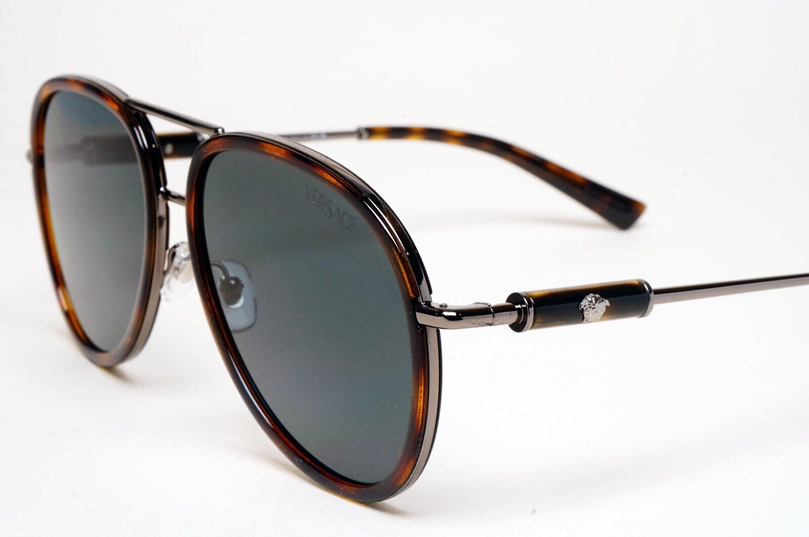 Versace Sunglasses Oversized Pilot Brown Havana Gunmetal MOD VE 2260 1001/87