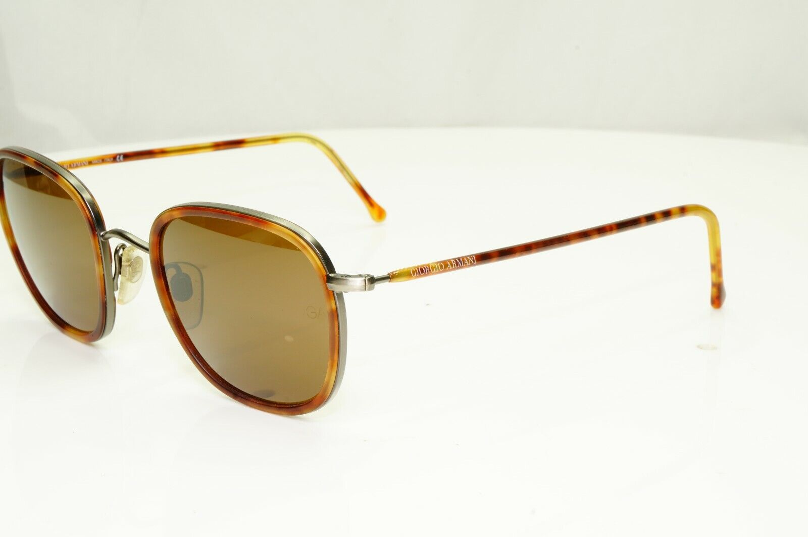 Giorgio Armani 1997 Vintage Sunglasses Brown Tortoise Square Glass Lens 649 943