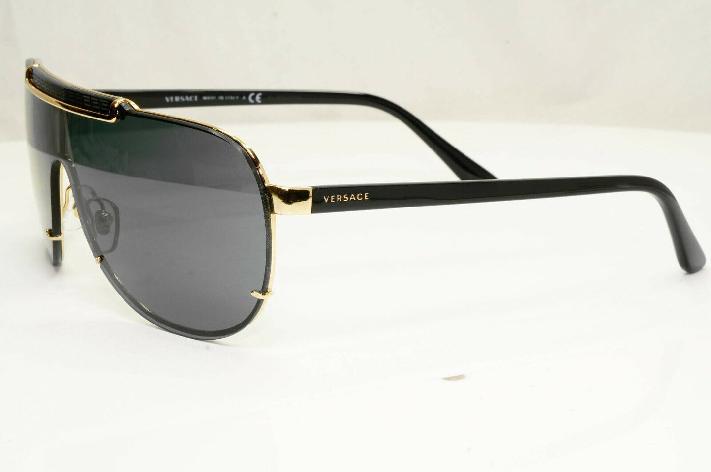 Versace Black Gold Sunglasses Shield Visor Ski Designer Fashion MOD 2140 1002/87