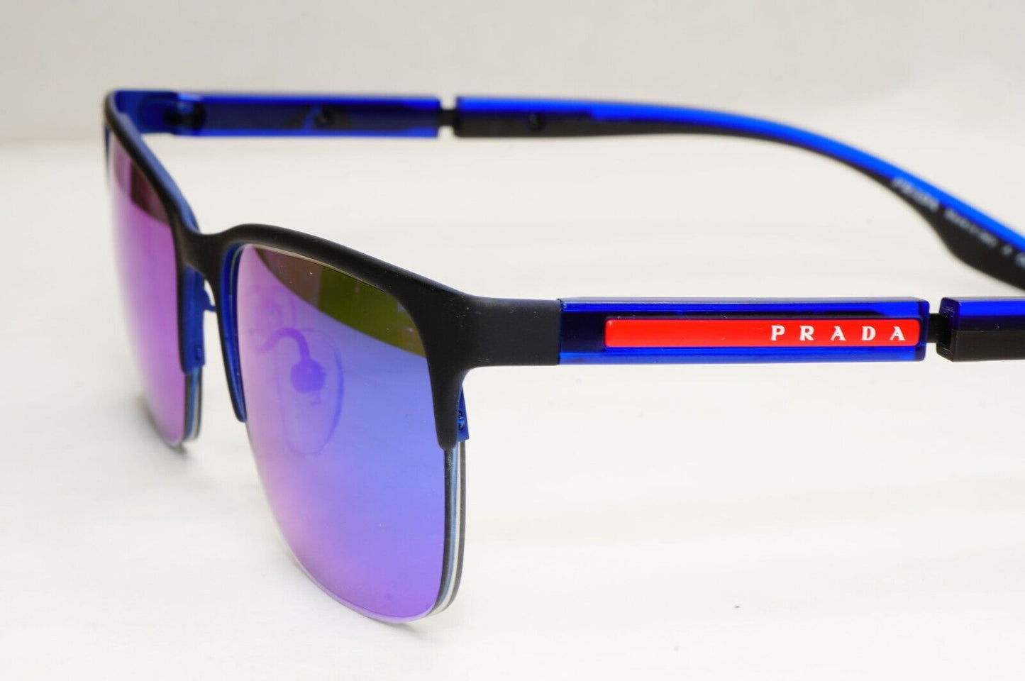 Prada Sunglasses Polarized Blue Mirror Black PS55OV VPS 55O 16C-1O1 52mm [a]