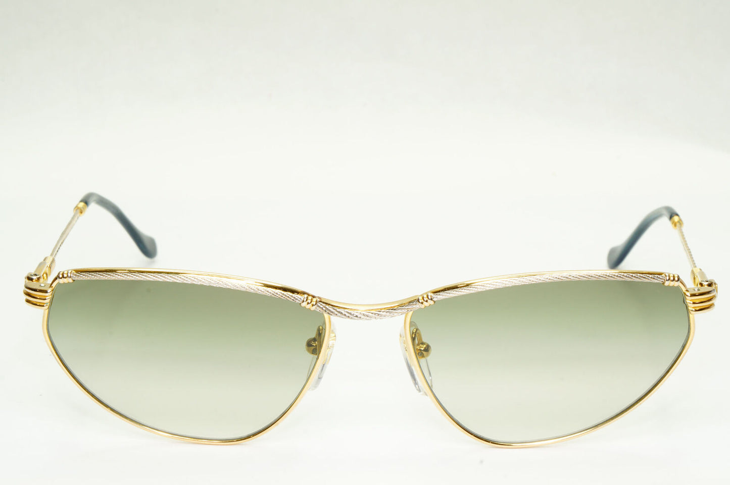 Fred 1990s Cable Twist Gold Sunglasses Vintage Alize France 57-16 Unisex 310323