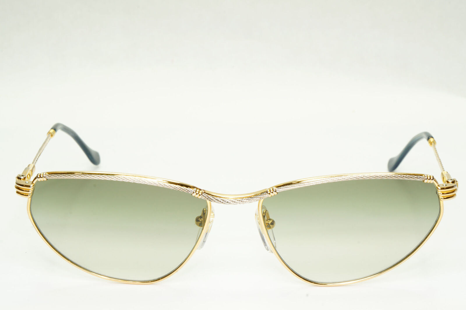 Fred 1990s Cable Twist Gold Sunglasses Vintage Alize France 57-16 Unisex 310323