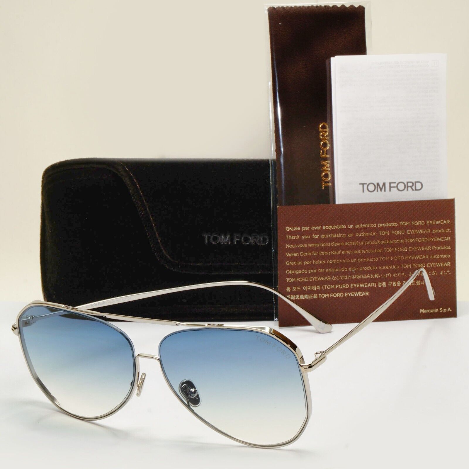 Tom Ford Sunglasses Charles-02 Silver Blue Gradient Square FT0853 TF 853 16W