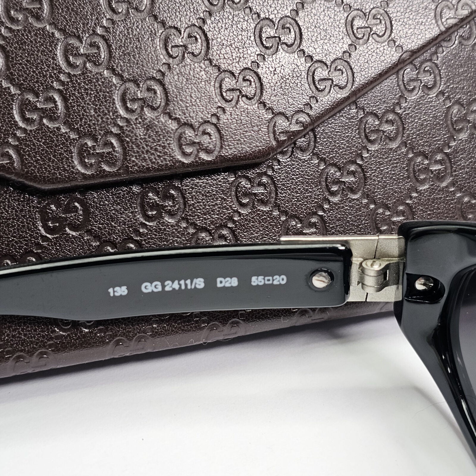 Gucci Sunglasses 1998 Vintage Black Silver Rectangle GG 2411/S D28 55mm 180224
