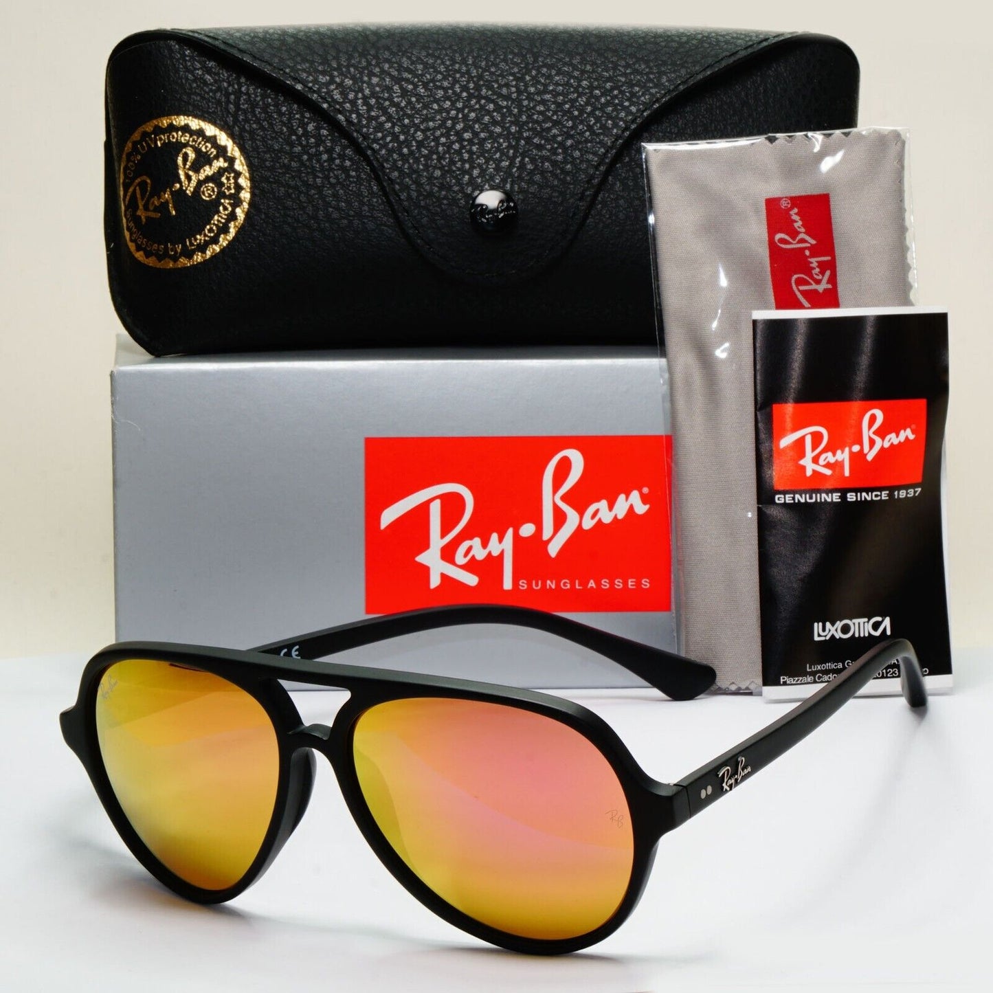 Ray-Ban Sunglasses 2010 Vintage CATS 5000 Rare Black Pink Gold RB 4125-F 901S/Z2