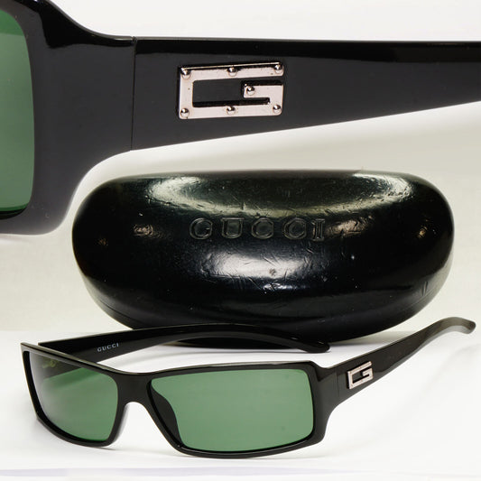 Gucci 1998 Sunglasses Black Green Slim Rectangle Retro GG 2515/S 584 290323