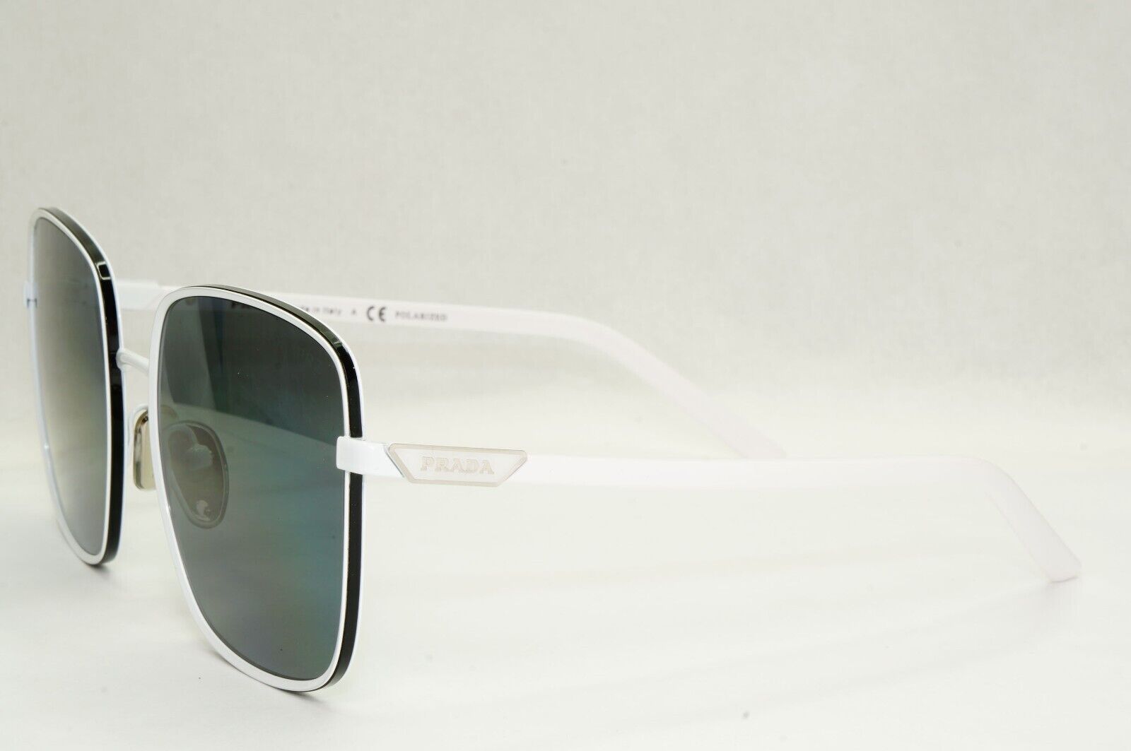 Prada Sunglasses Polarized White Black Grey Oversized PR55YS SPR 55Y 461-5Z1