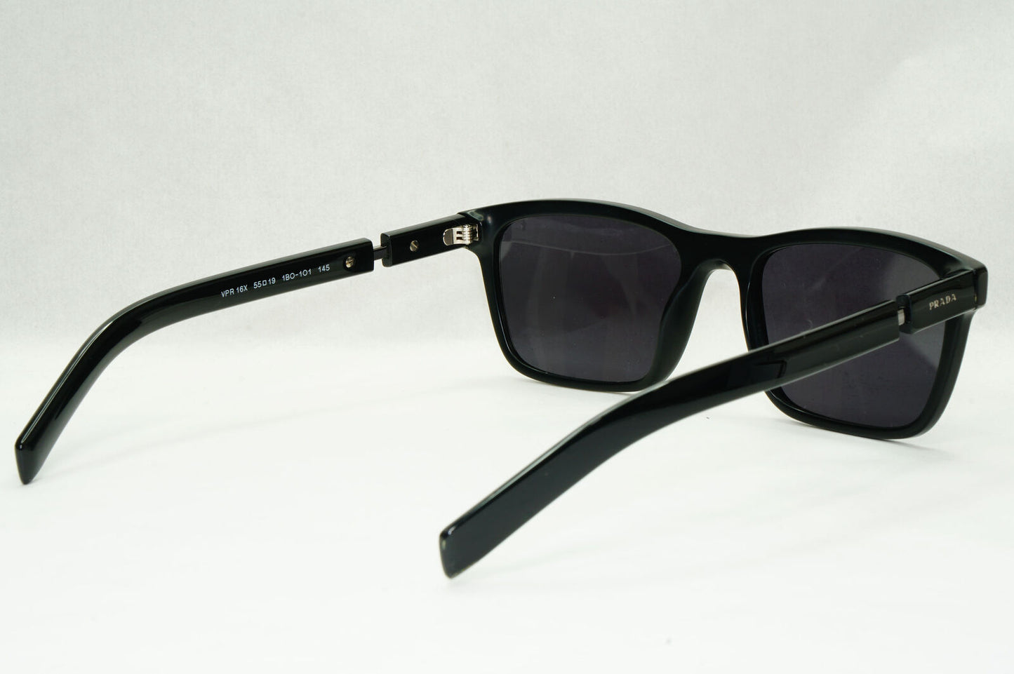 Prada Sunglasses Black Glossy Square Fashion PR16XV VPR 16X 1BO-1O1 55mm
