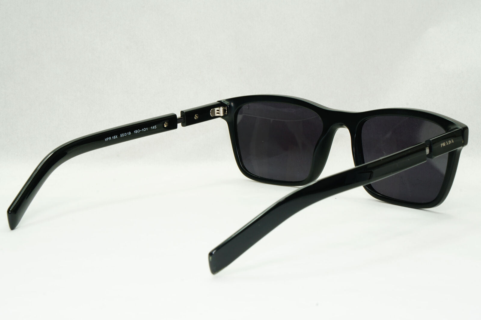 Prada Sunglasses Black Glossy Square Fashion PR16XV VPR 16X 1BO-1O1 55mm