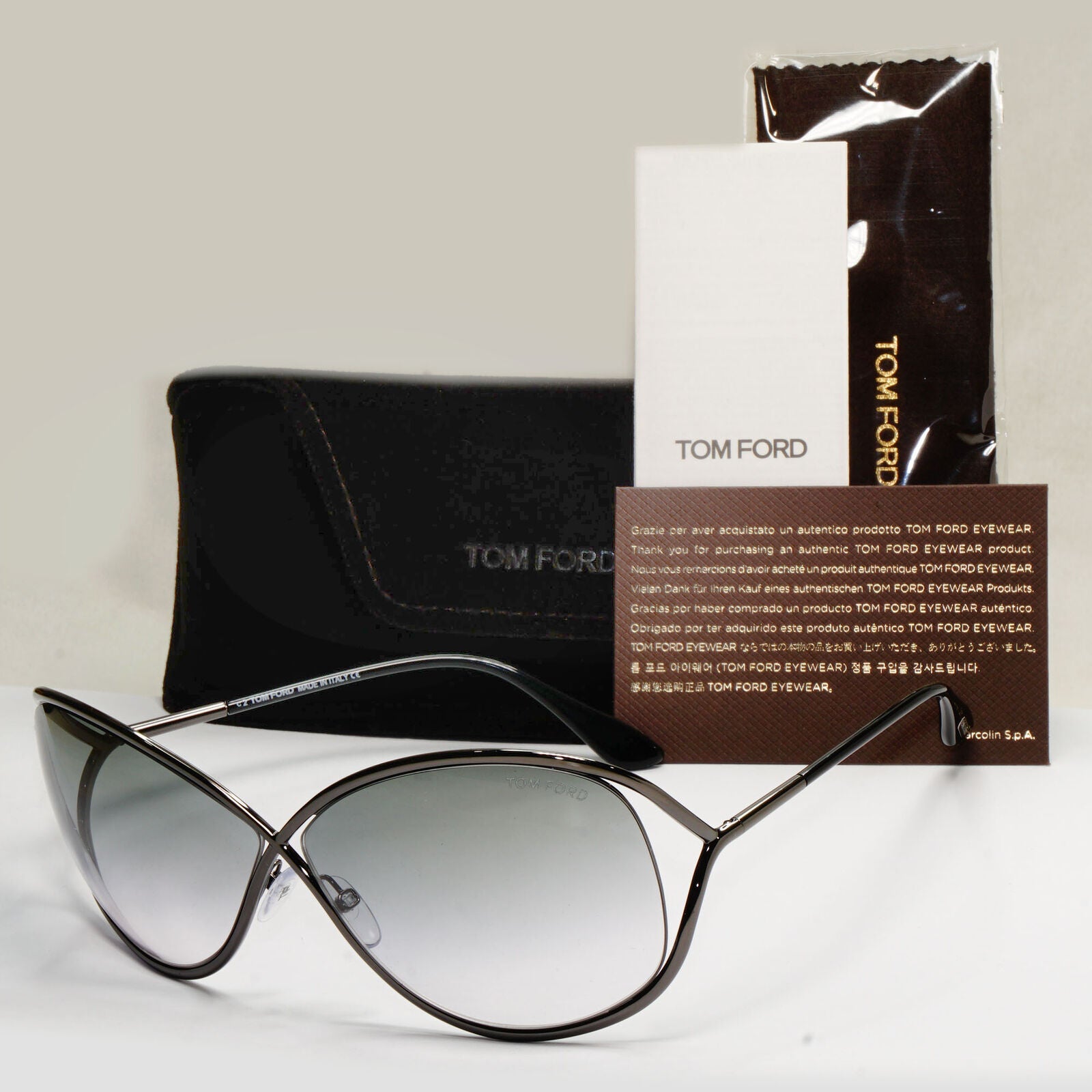 Tom Ford Sunglasses Miranda Gunmetal Gradient Grey Smoke Metal FT0130 TF 130 08B