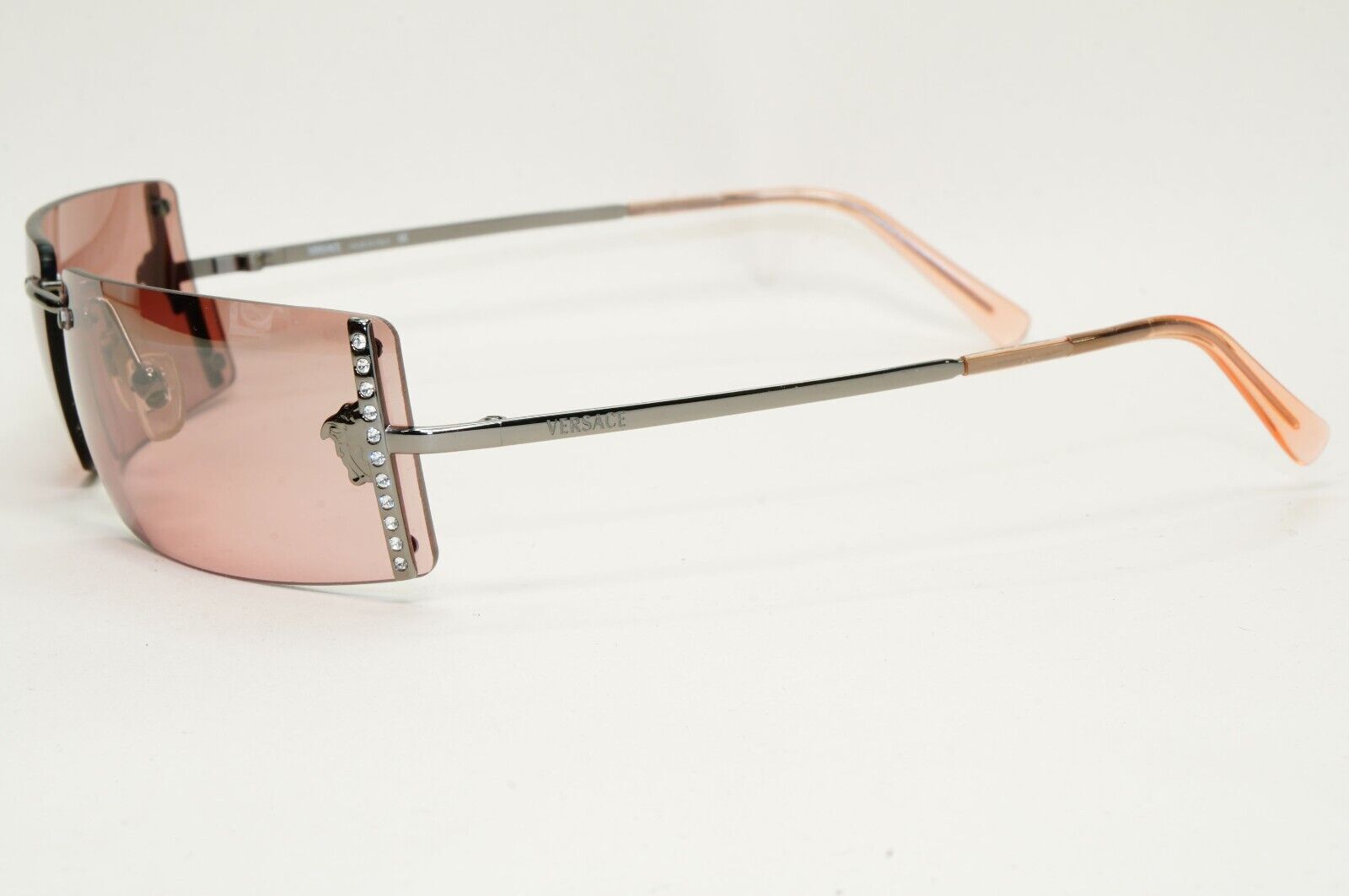 Versace Sunglasses 2003 Vintage Rimless Gunmetal Pink MOD N29/H 1001/7E 120824