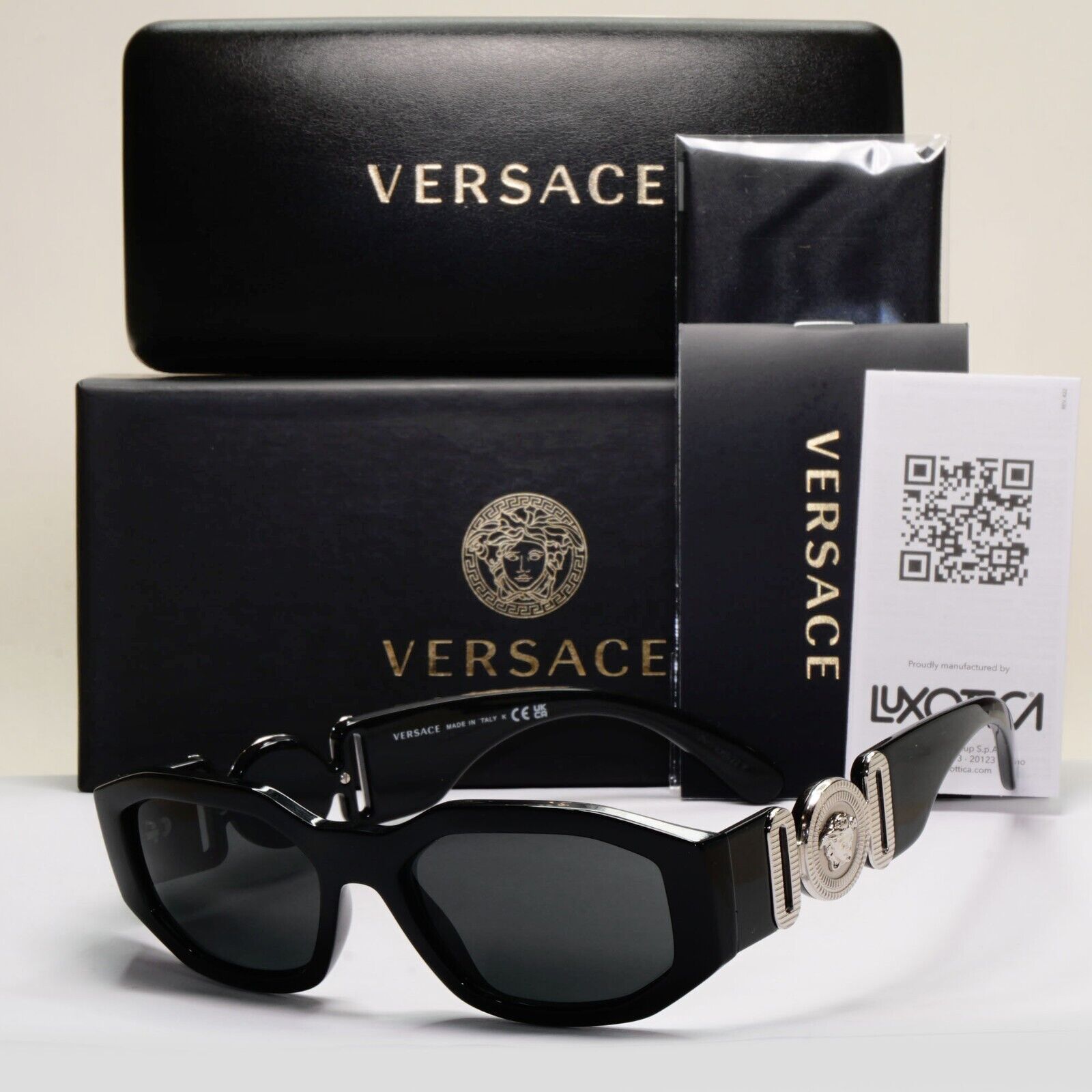 Versace Sunglasses Black Silver Medusa Grey Biggie MOD VE 4361 5422/87 53mm