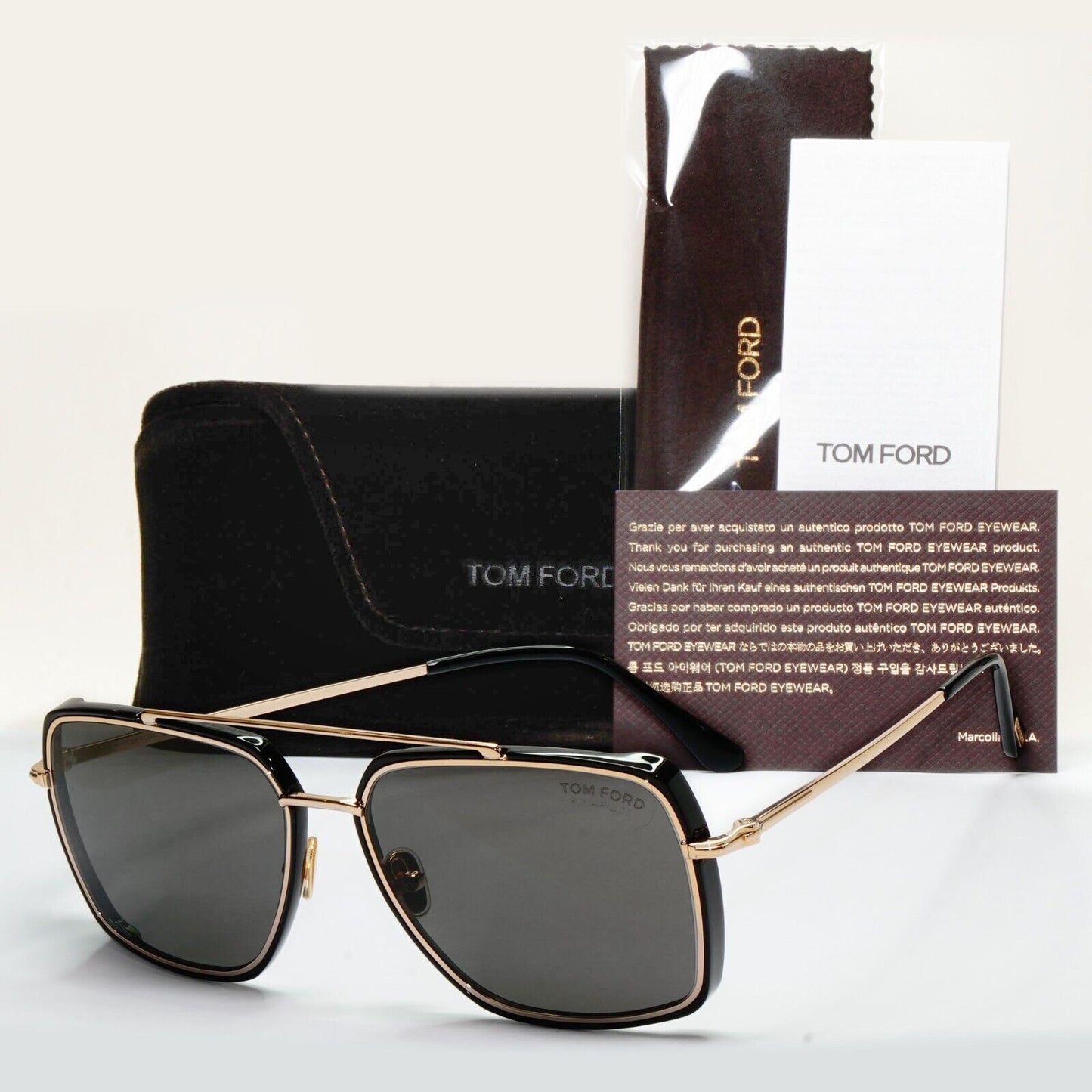 Tom Ford Sunglasses Lionel Polarised Gold Black Navigator FT0750 TF 750 01D 60mm