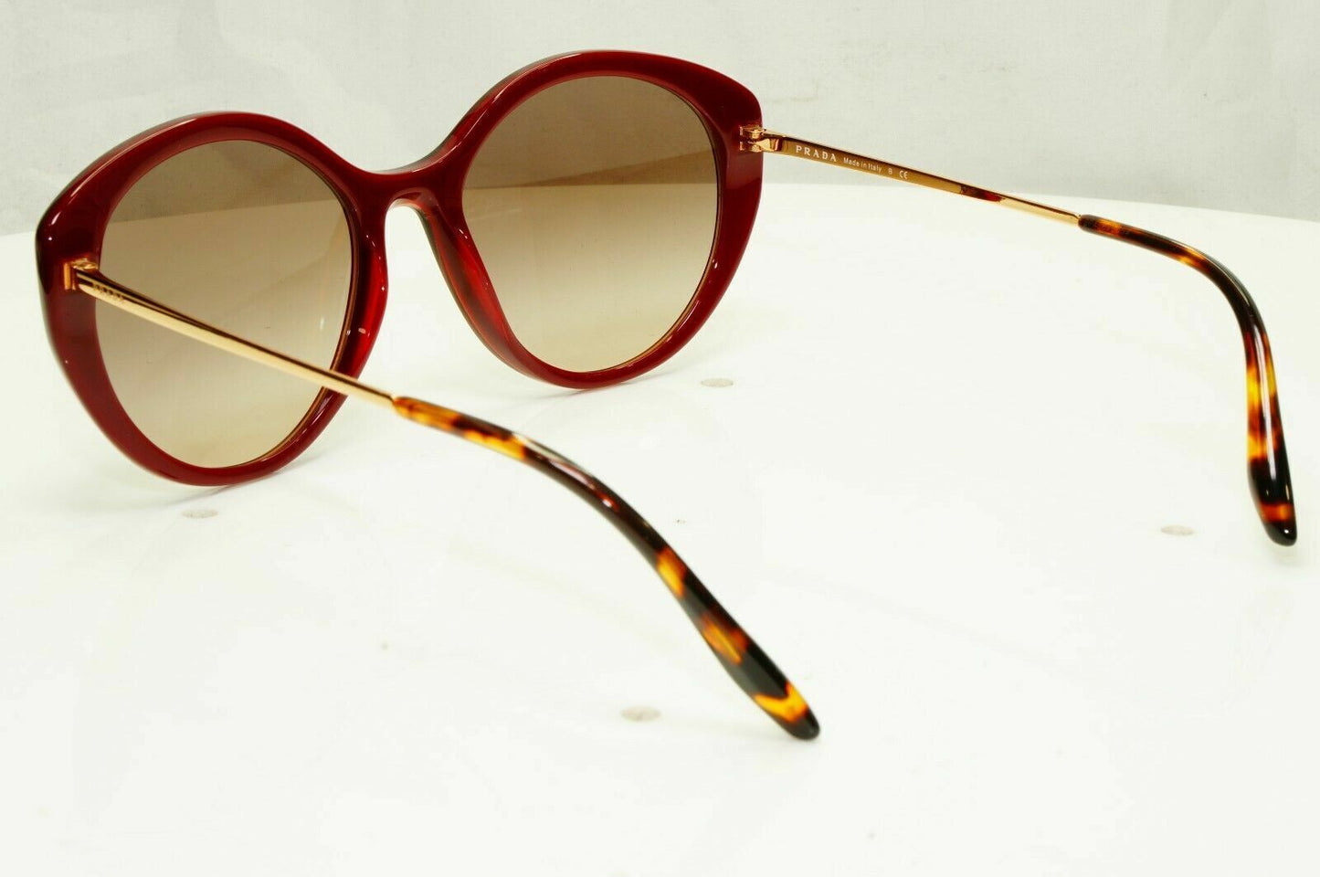 Prada Red Gold Sunglasses Burgundy Bordo Maroon Large Oversized SPR 18X UAN-3D0