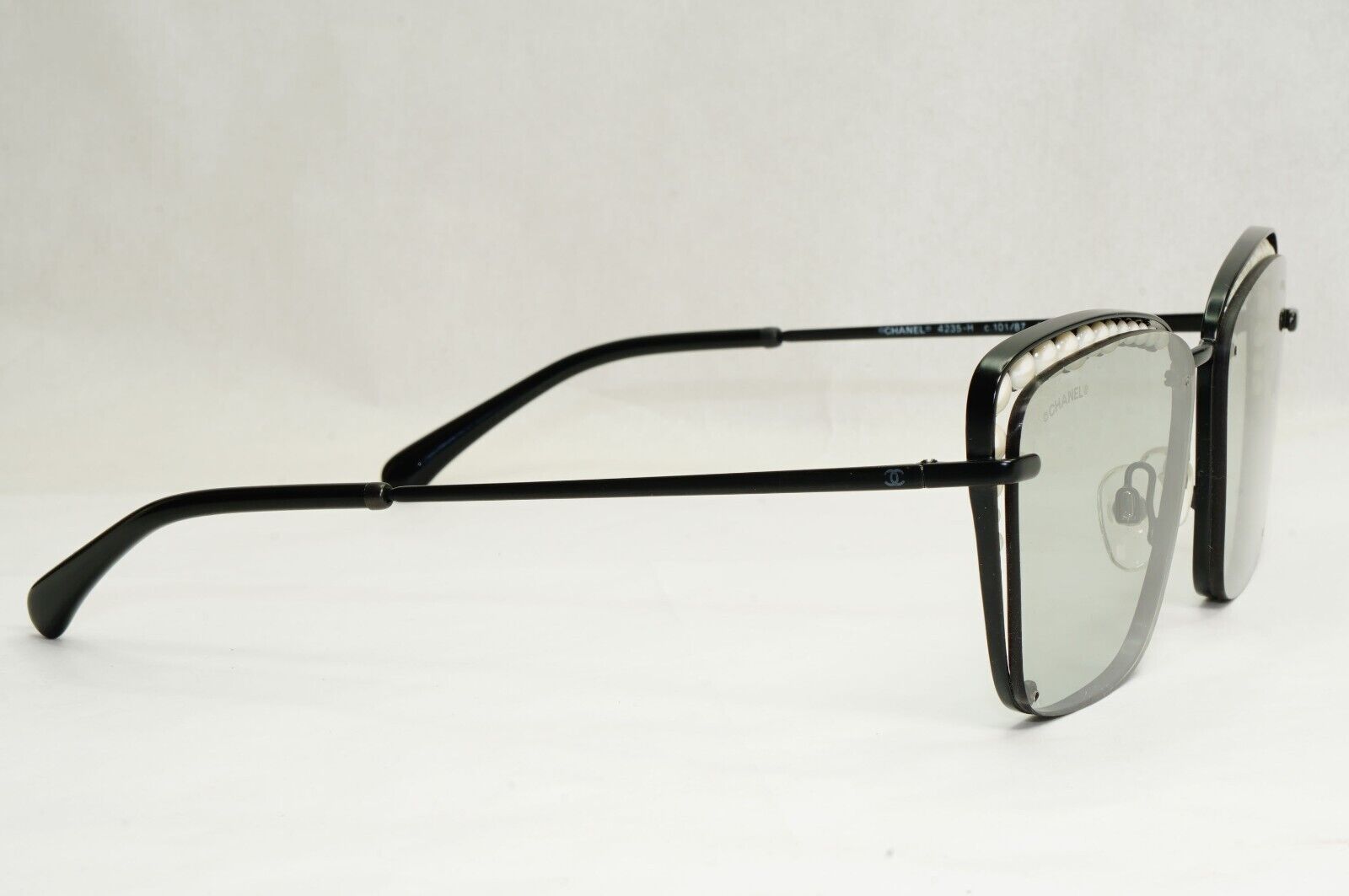 Chanel Sunglasses Pearl Black Square Metal Light Grey 4235-H c.101/87 57mm
