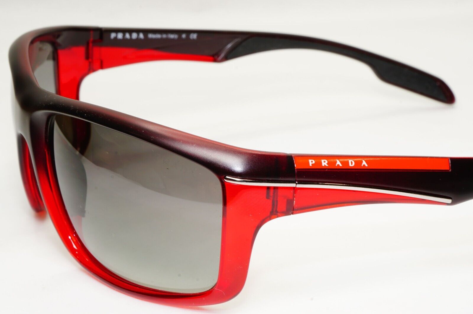 Prada Sunglasses 2012 Red Maroon Grey Gradient Wrap PS01NS SPS 01N GAF-3M1