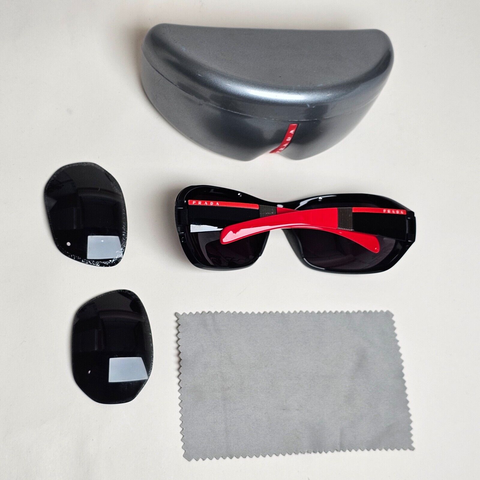 Prada Sunglasses 2006 Vintage Black Red Wrap Rossa PS01HS SPS 01H 7OV-1A1 070125