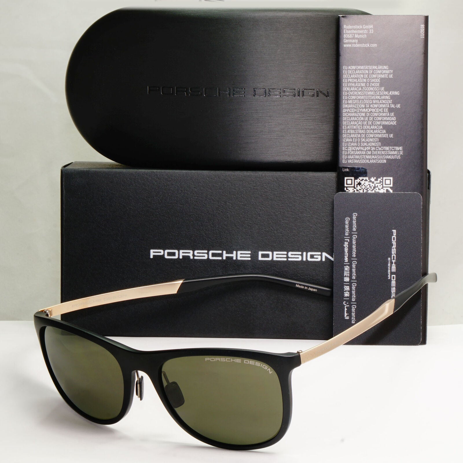 Porsche Design Titanium Polarised Sunglasses Japan Gold Black Green P8672 C